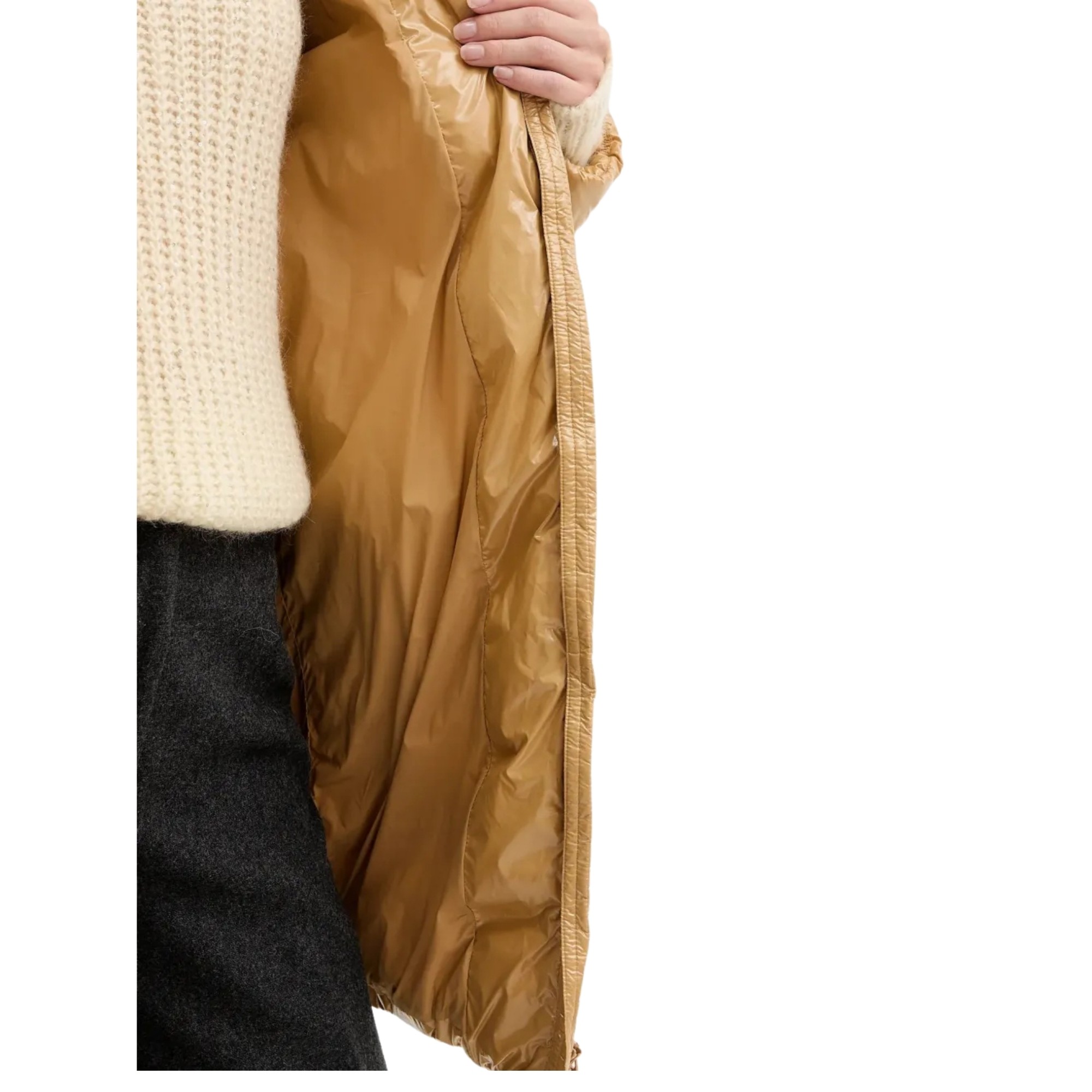 PINKO Pūkinė striukė moterims, Ruda, Burro quilted jacket 5