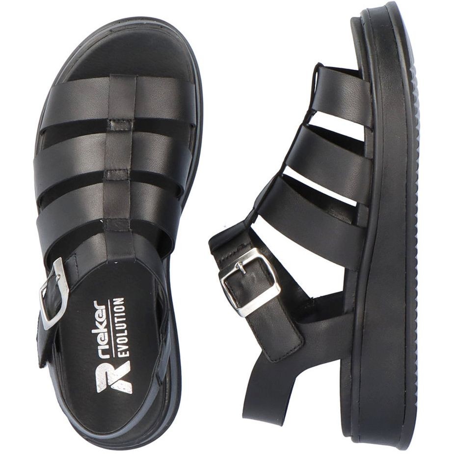 RIEKER Basutės moterims, Juoda, SANDALS 11