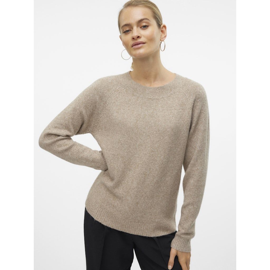 VERO MODA Megztinis moterims, Smėlio, VMDOFFY LS O-NECK BL 5