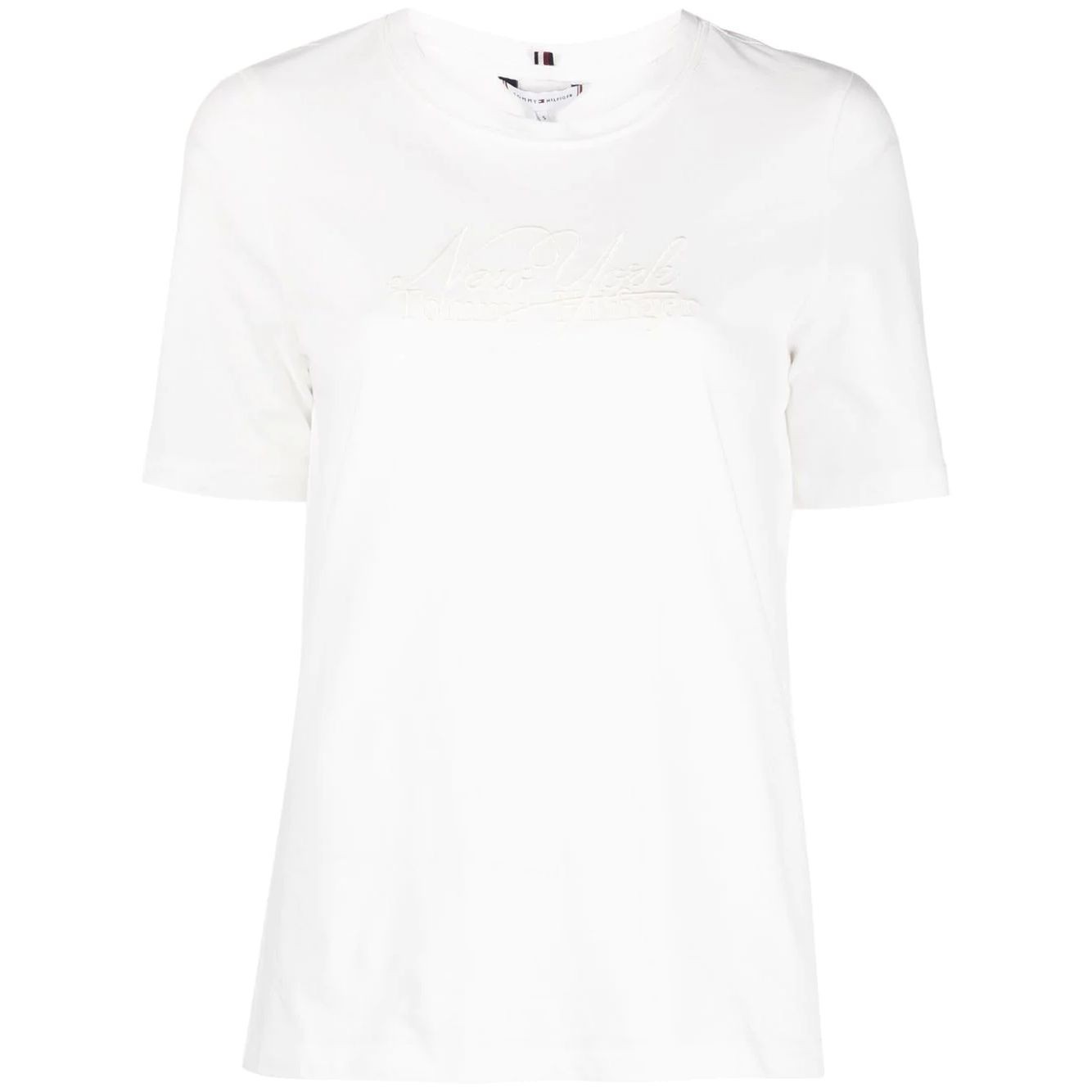 TOMMY HILFIGER Marškinėliai trump. rankovėmis moterims, Balta, Regular ny c-neck tee 1