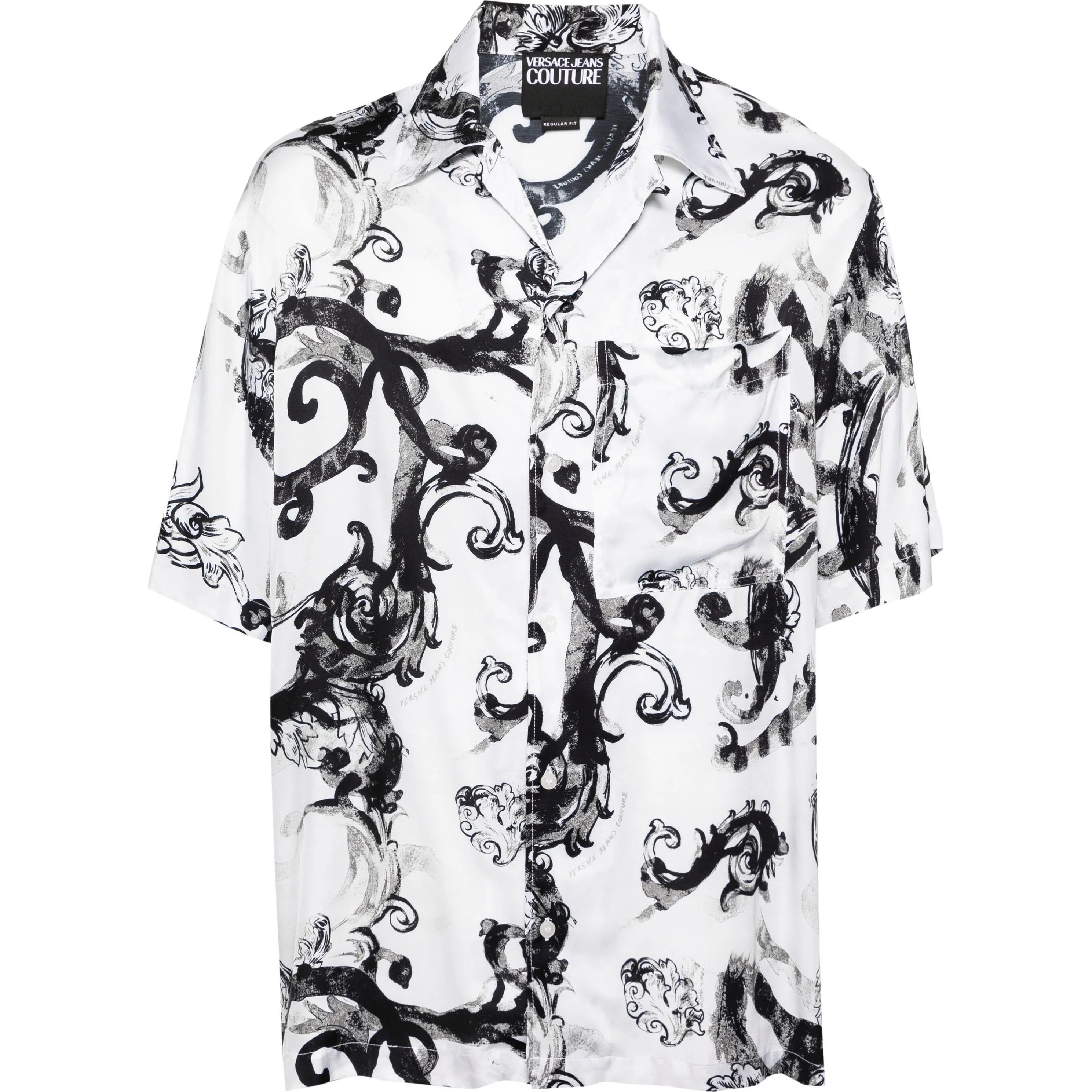 VERSACE JEANS CUTURE Marškiniai trump. rankovėmis vyrams, Balta, Watercolor couture-print shirt
