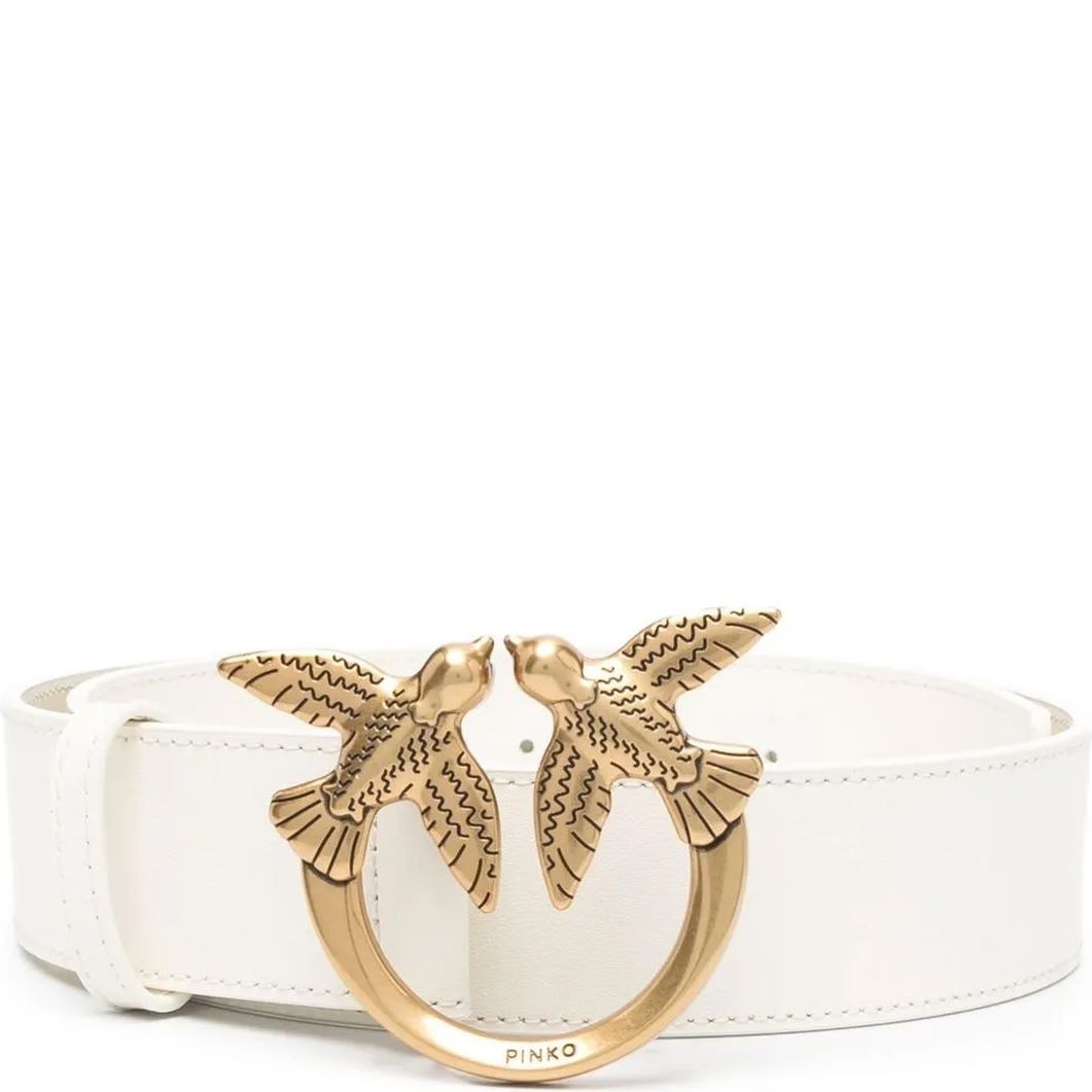 PINKO Diržas moterims, Balta, Love berry leather belt 1