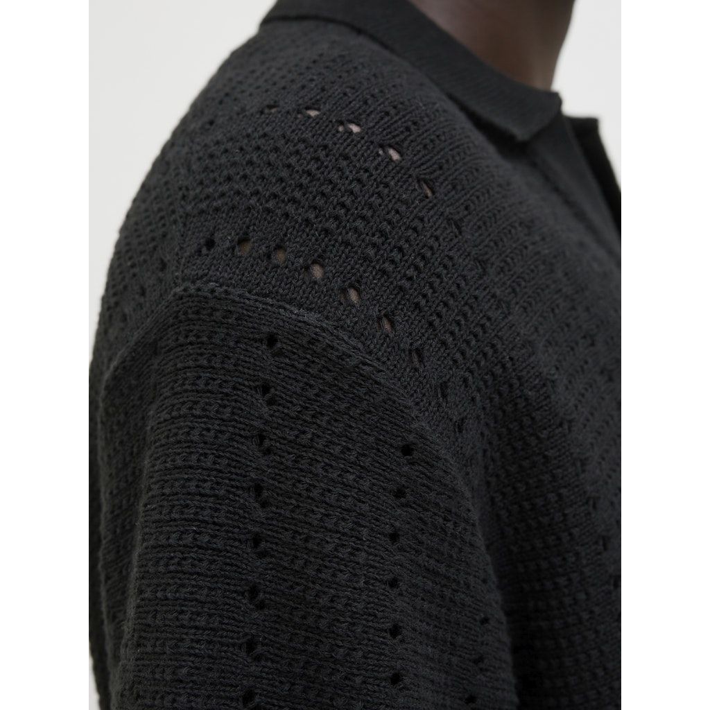 JACK & JONES Polo marškiniai trumpos rank. vyrams, Juoda, Paros knit easter polo 7