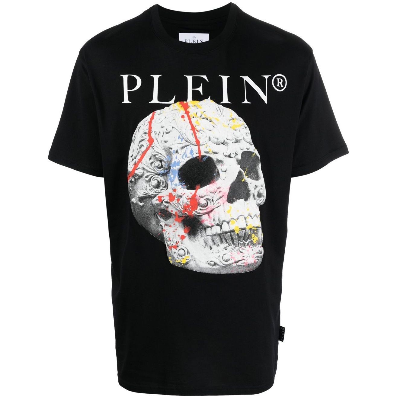 PHILIPP PLEIN Marškinėliai trump. rankovėmis vyrams, Juoda, T-shirt Round Neck SS Skull