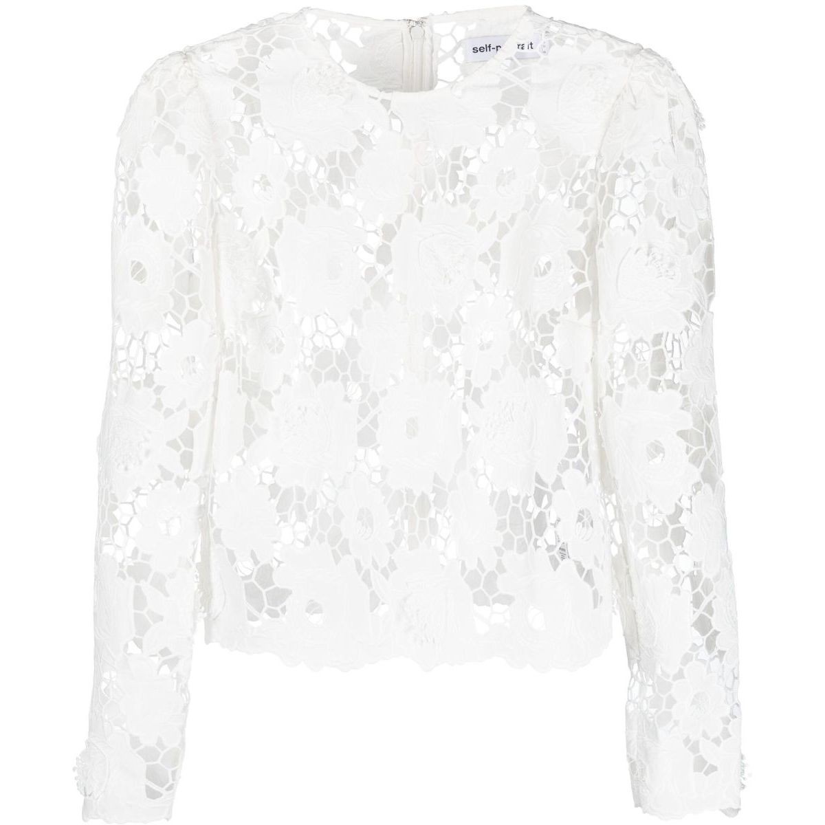 SELF PORTRAIT Palaidinės moterims, Balta, White 3d cotton lace top