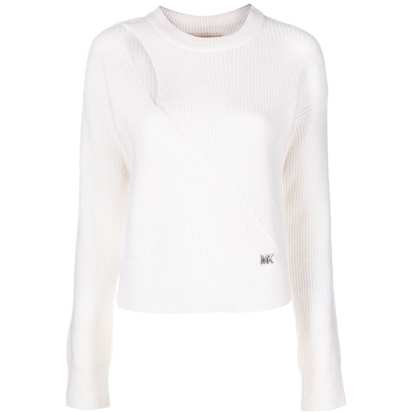 MICHAEL KORS Megztinis moterims, Balta, Key hole cut-out sweater 1
