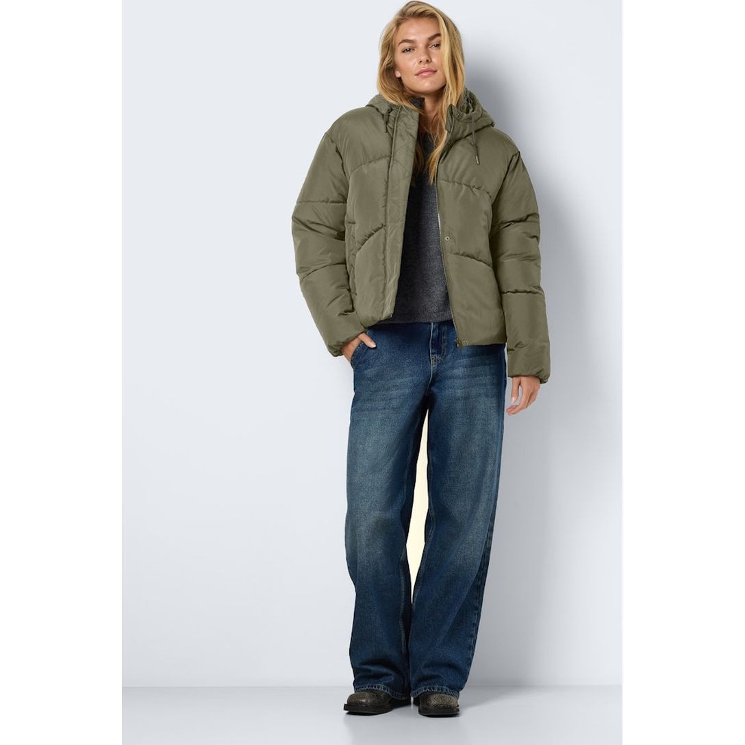 NOISY MAY Pūkinė striukė moterims, Chaki, Tenna short jacket 5