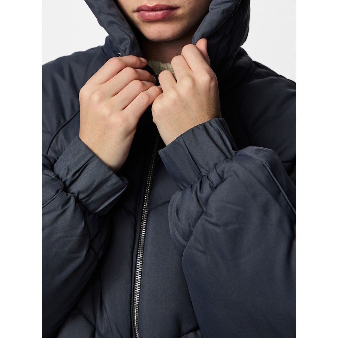 PIECES Pūkinis paltas moterims, Mėlyna, Nocelyn puffer jacket 6