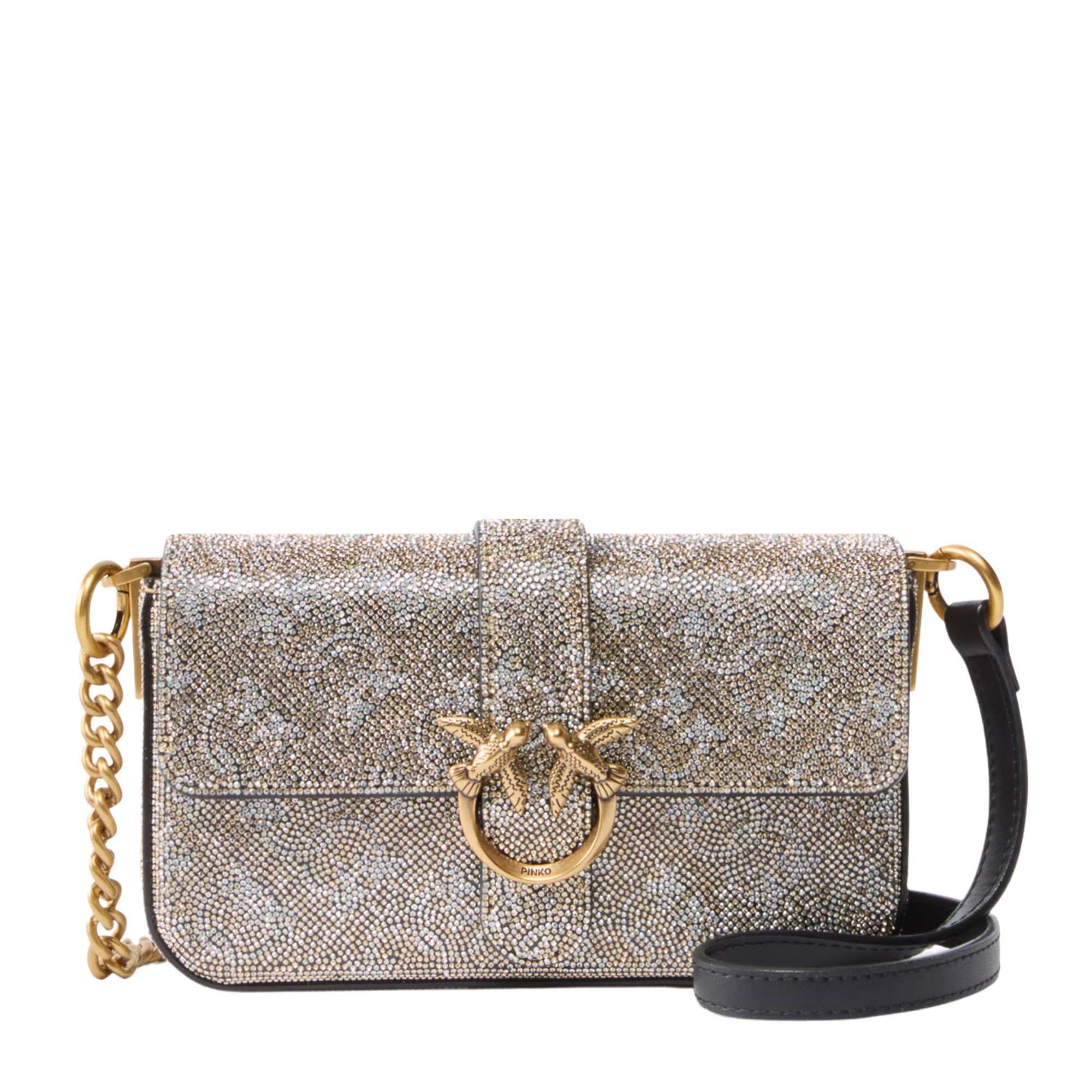 PINKO Rankinė per petį moterims, Auksinė, Love one slouchy baby monogram 1