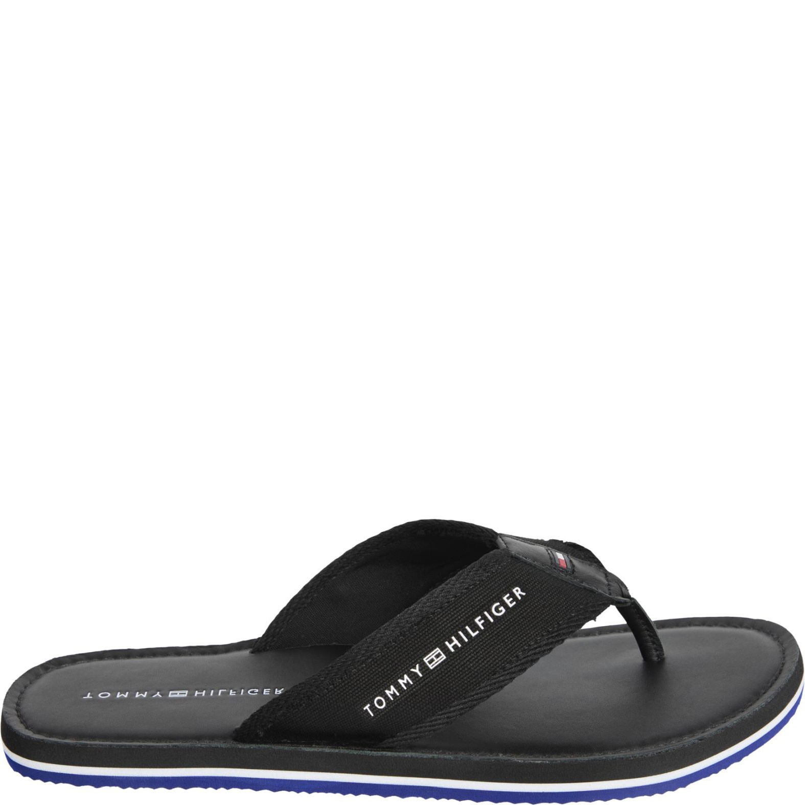 TOMMY HILFIGER Pliažo šlepetės per pirštą vyrams, Juoda, Leather flip flops 1