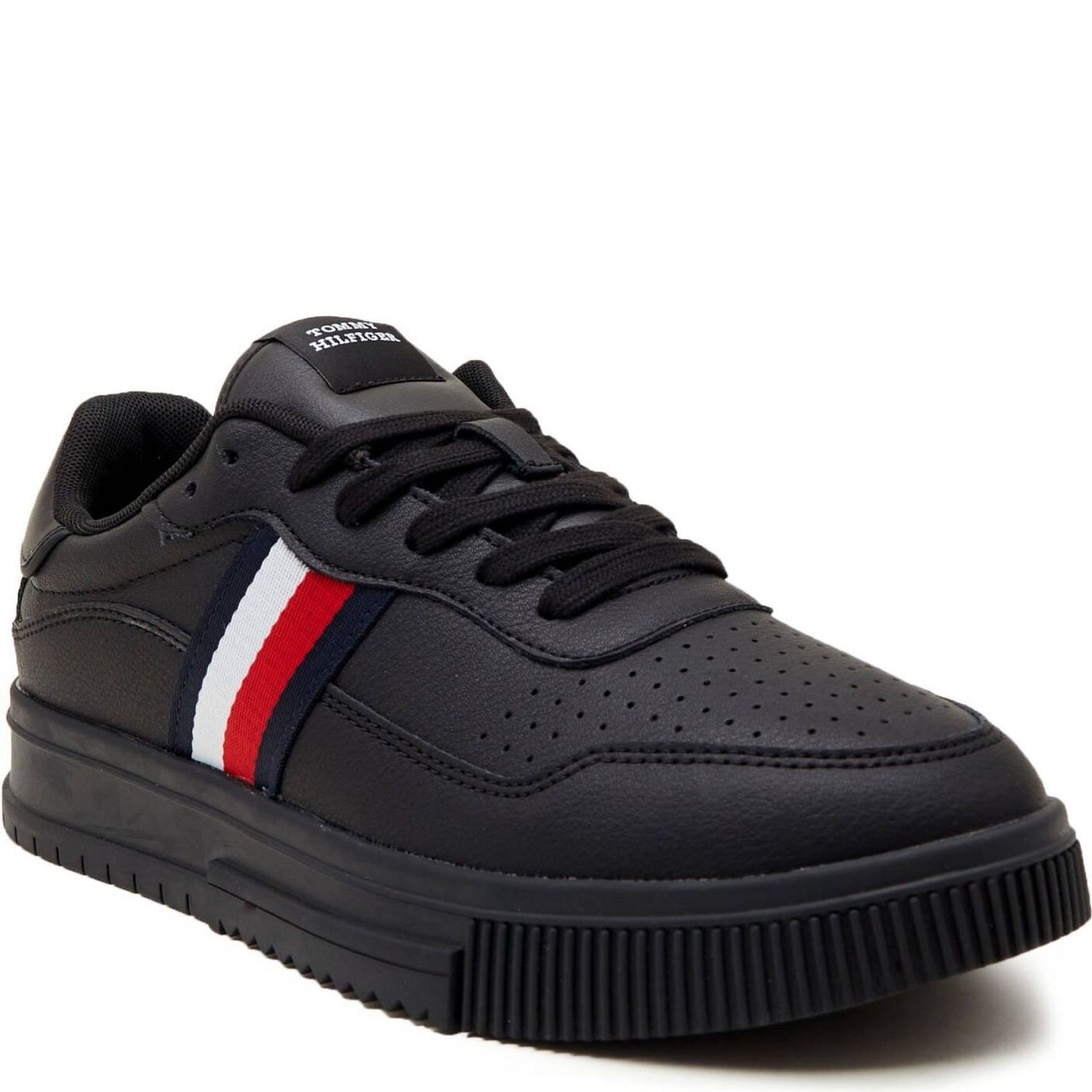 TOMMY HILFIGER Sportiniai bateliai vyrams, Juoda, Supercup stripes sport shoe 1