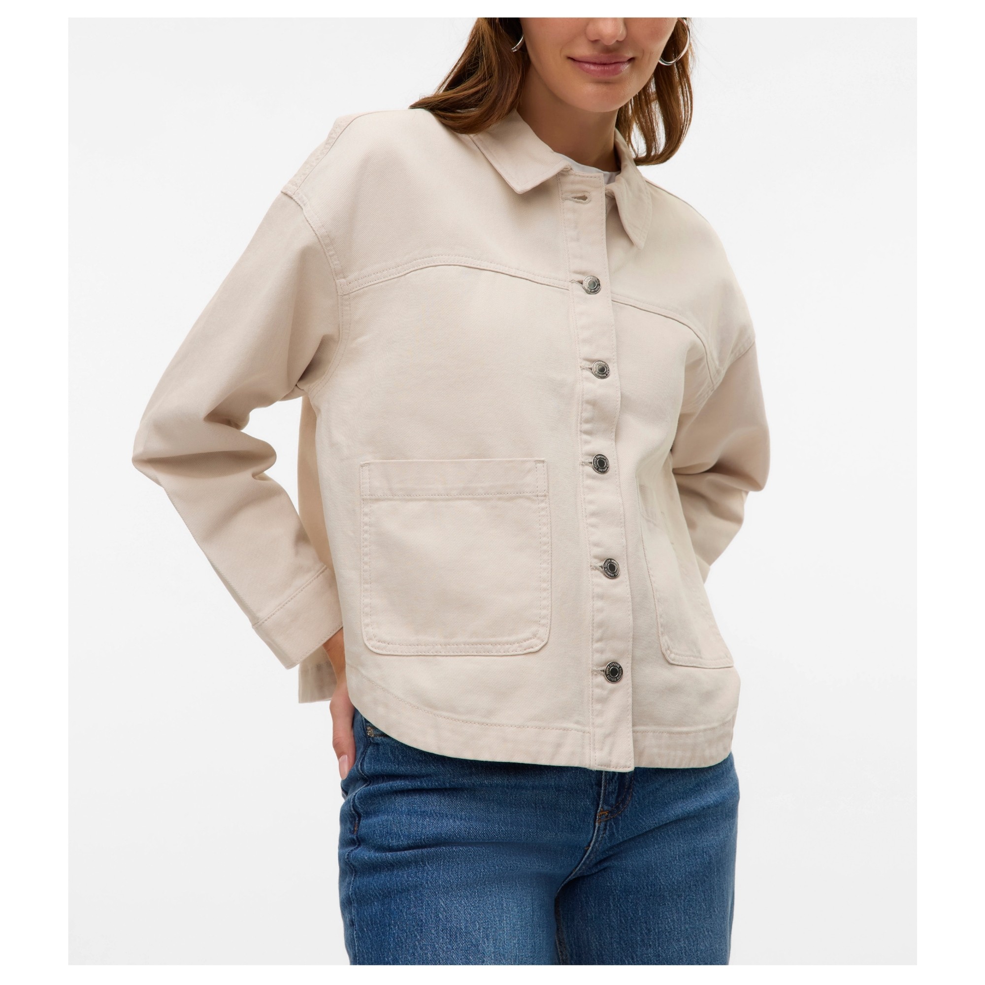 VERO MODA Džinsinis švarkas moterims, Balta, Jamie denim 3