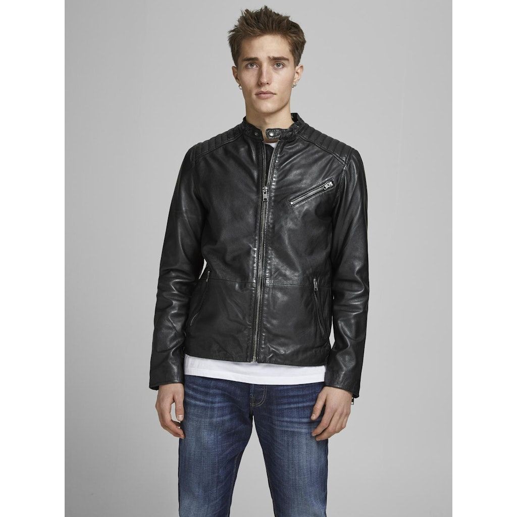 JACK & JONES Megztinis vyrams, Juoda, JJEJOEL LEATHER JACK 5
