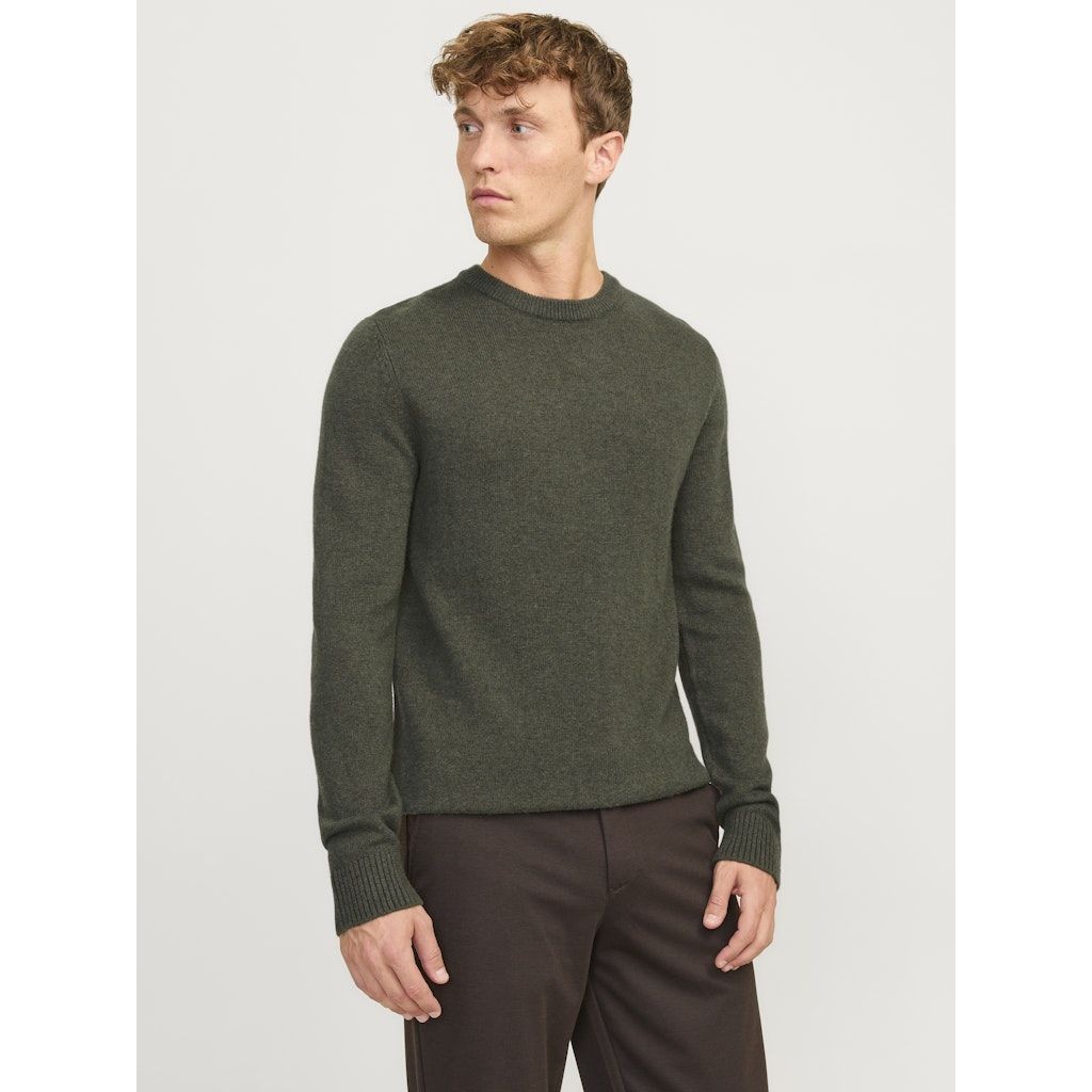 JACK & JONES Megztinis vyrams, Chaki, Lambs wool knit crew neck 4