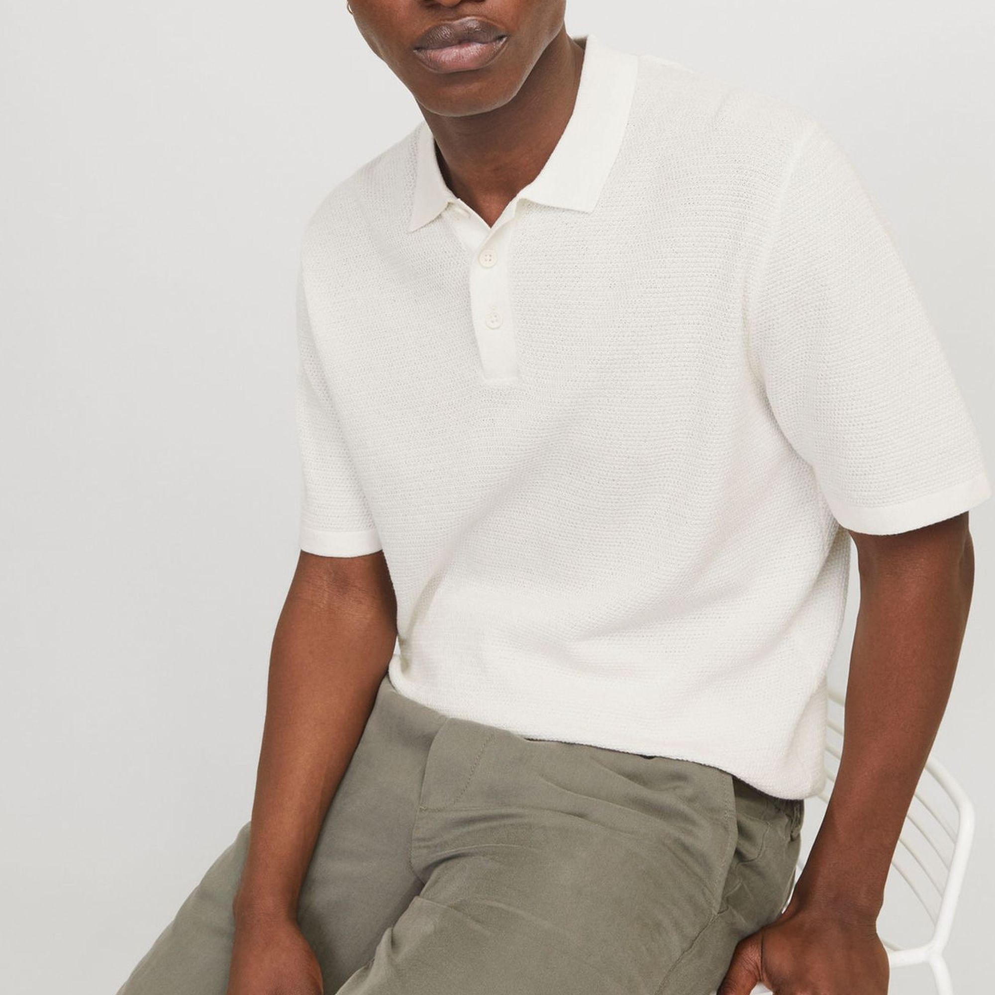 JACK & JONES Megzta palaidinė vyrams, Balta, George knit polo 3