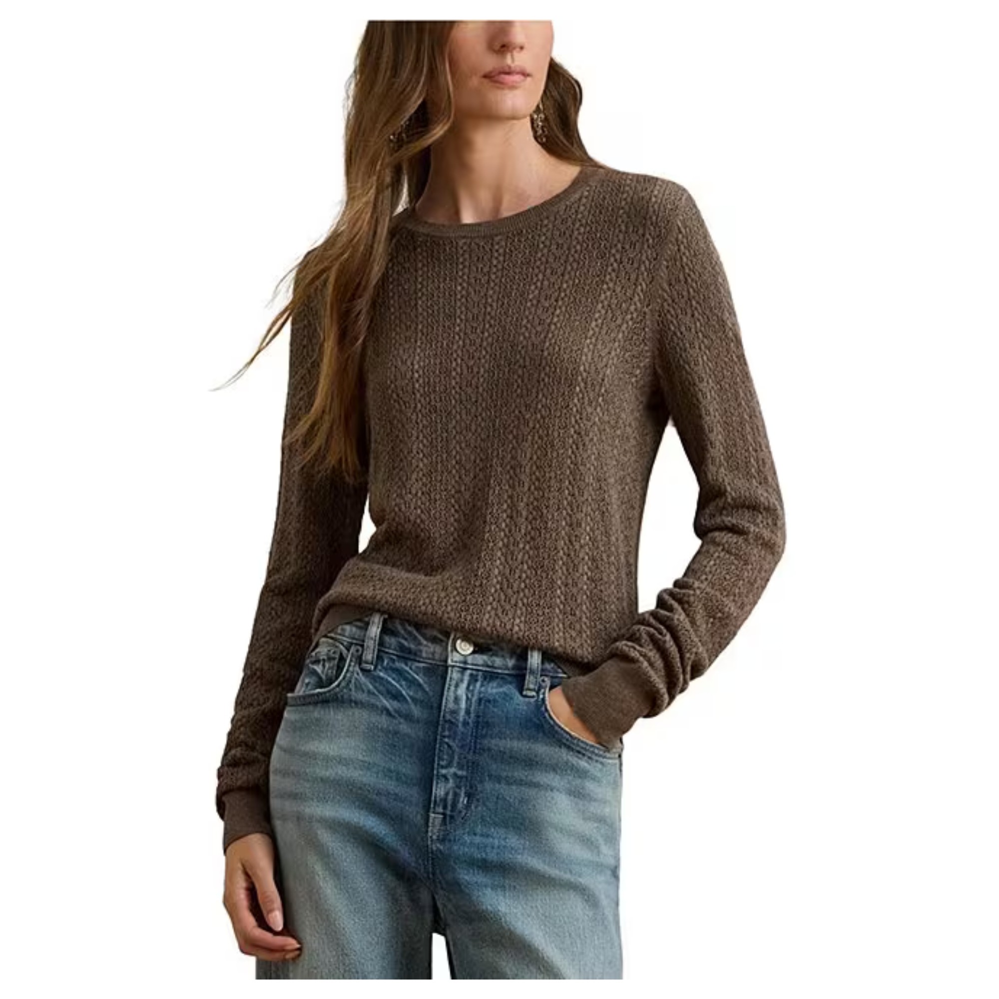 LAUREN RALPH LAUREN Megztinis moterims, Smėlio, Shavonne long sleeve pullover 1