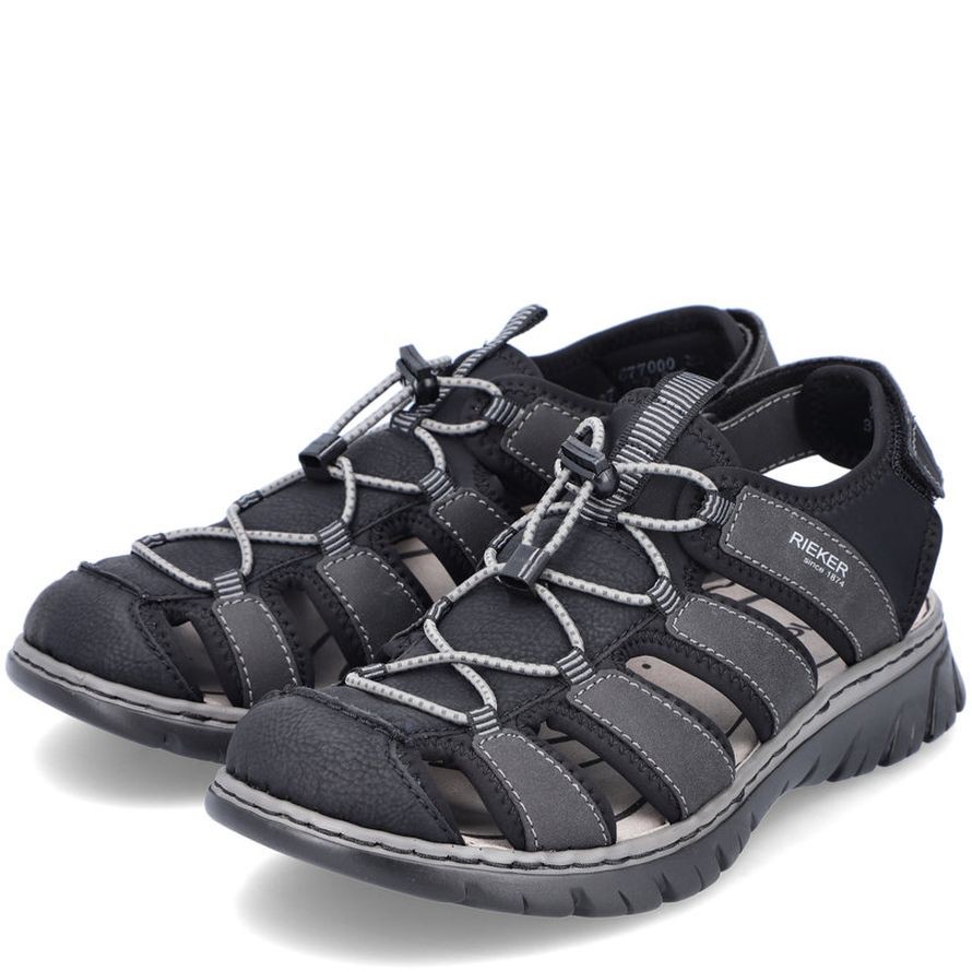 RIEKER Basutės vyrams, Juoda, SANDALS 15