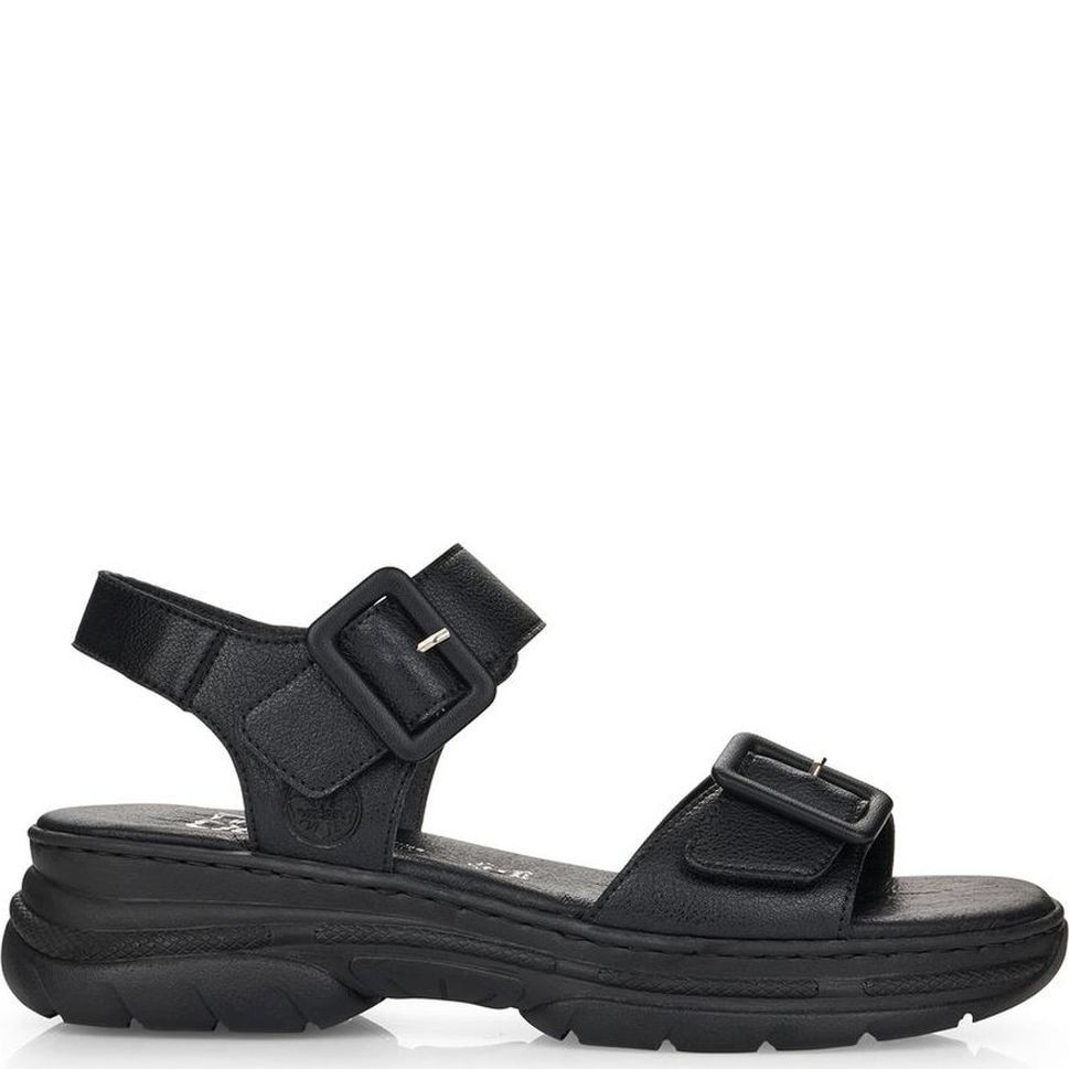 RIEKER Basutės moterims, Juoda, SANDALS 2