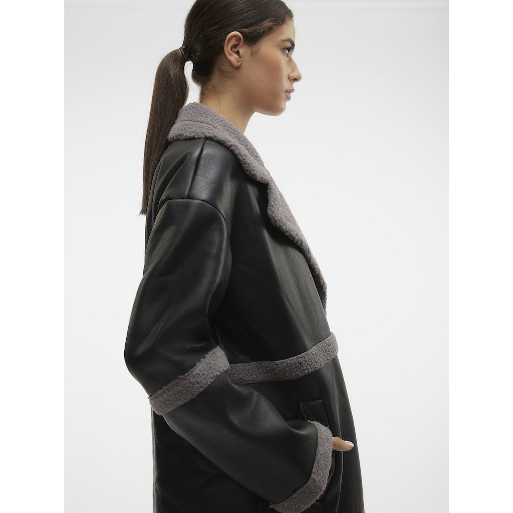 VERO MODA Paltas moterims, Juoda, VMMETHA COATED LONG 6