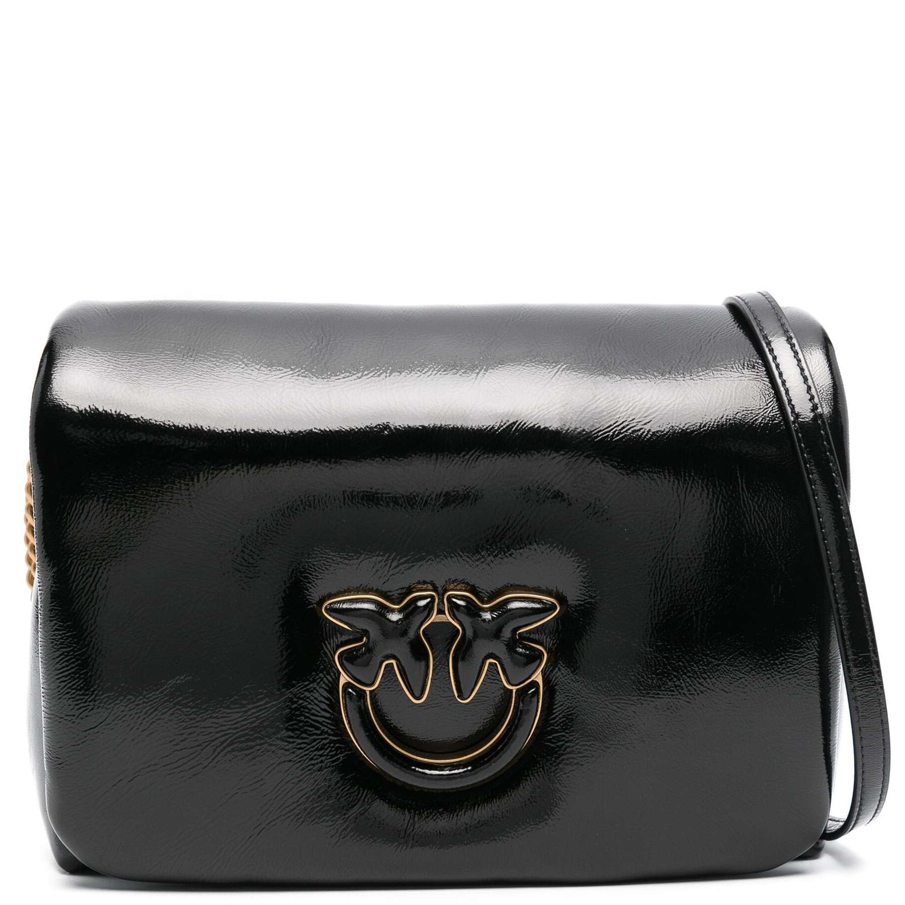 PINKO Rankinė per petį moterims, Juoda, Love leather crossbody bag 4