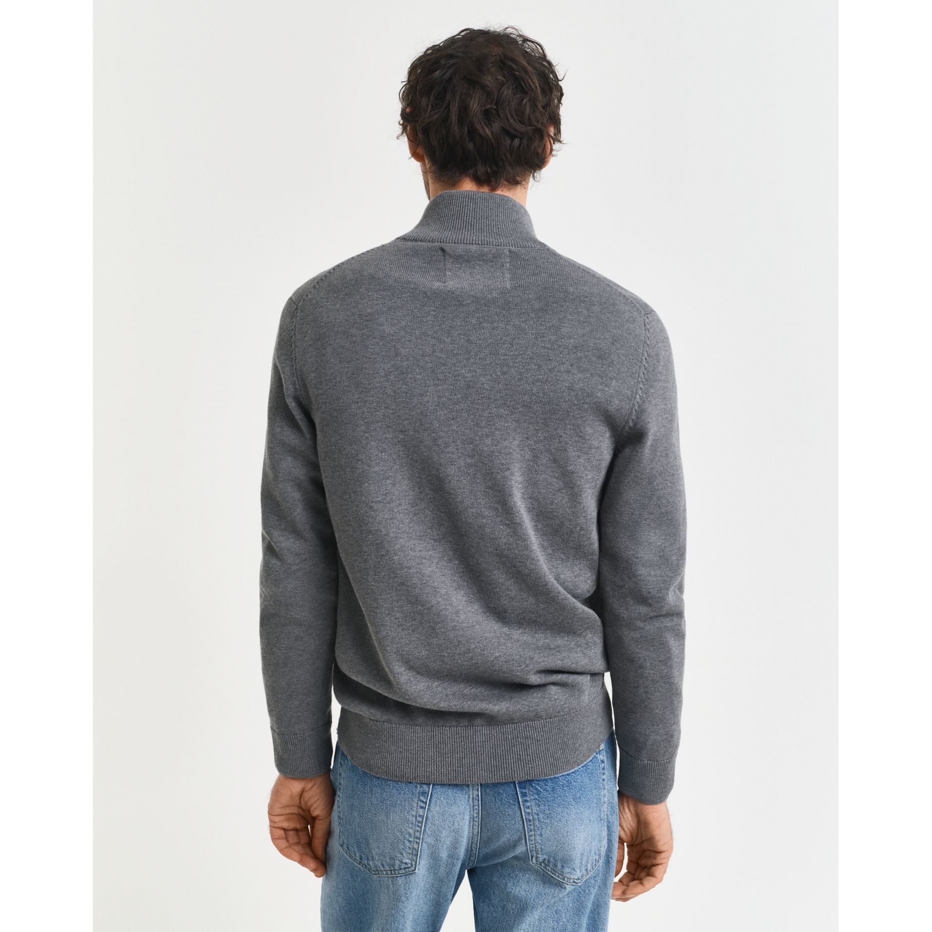 GANT Kardiganas vyrams, Pilka, Casual cotton zip 3