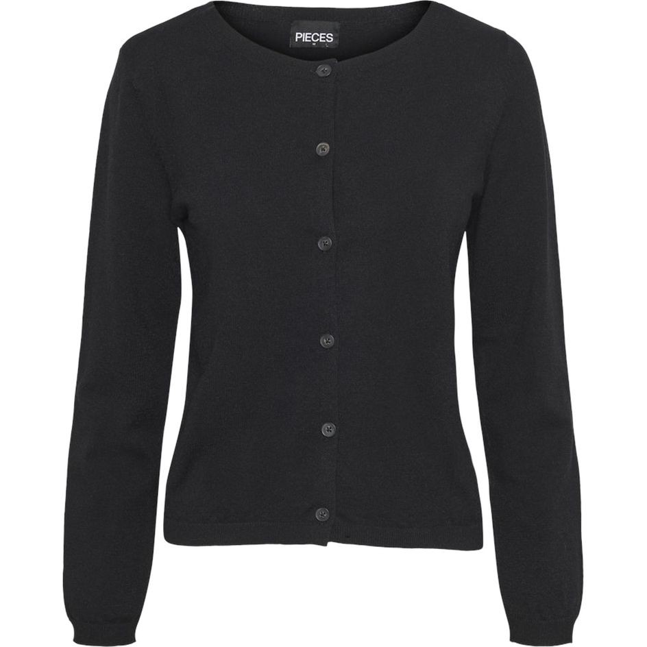PIECES Kardiganas moterims, Juoda, Nicky o-neck knit cardigan 1