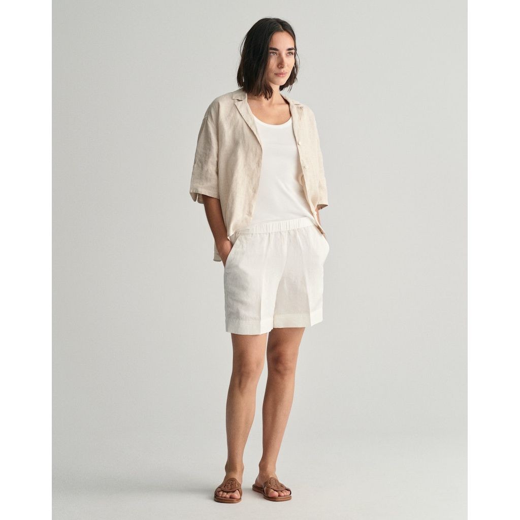GANT Šortai moterims, Geltona, REL LINEN BLEND PULL ON SHORTS 5