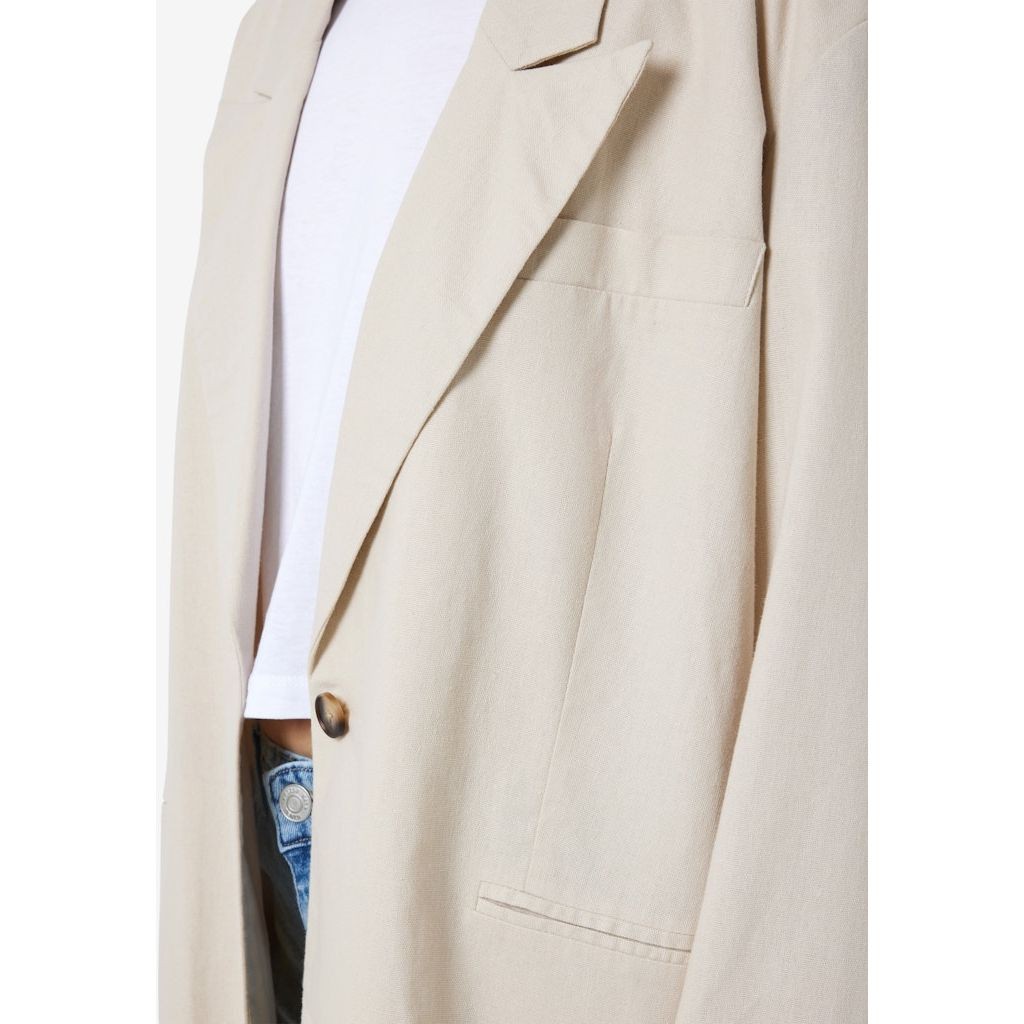 NOISY MAY Švarkas moterims, Smėlio, NMANNE MILLA LS LINEN 4