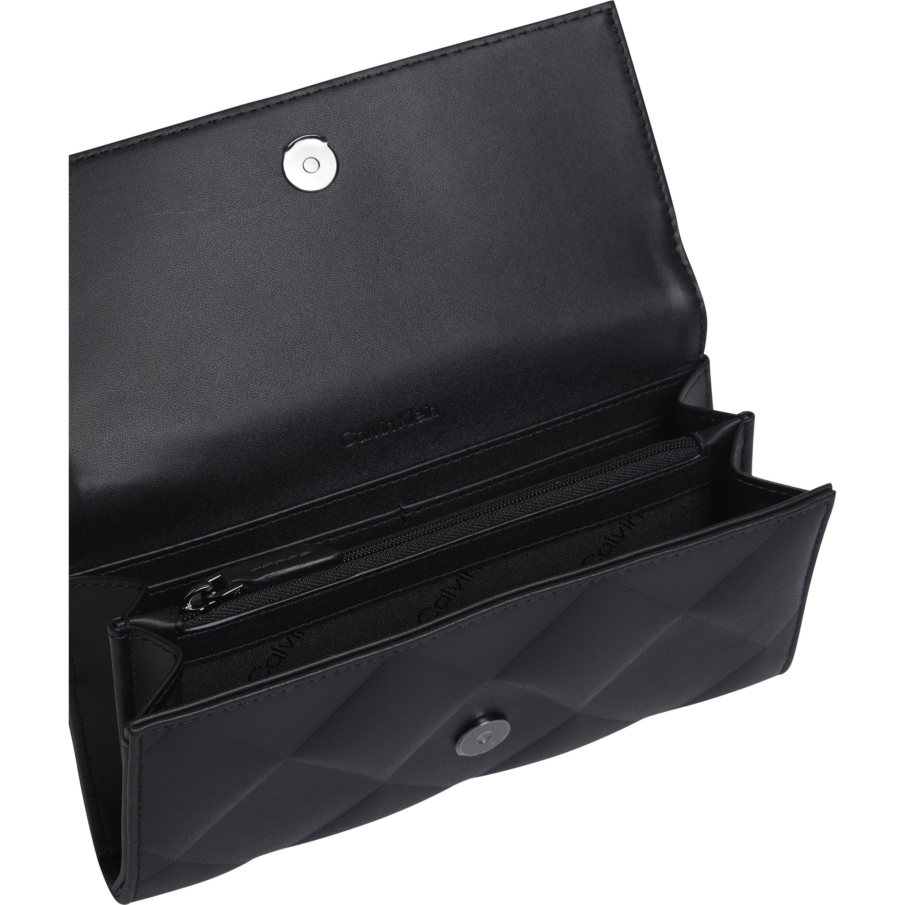 CALVIN KLEIN Piniginė moterims, Juoda, Diamond quilt trifold wallet 2