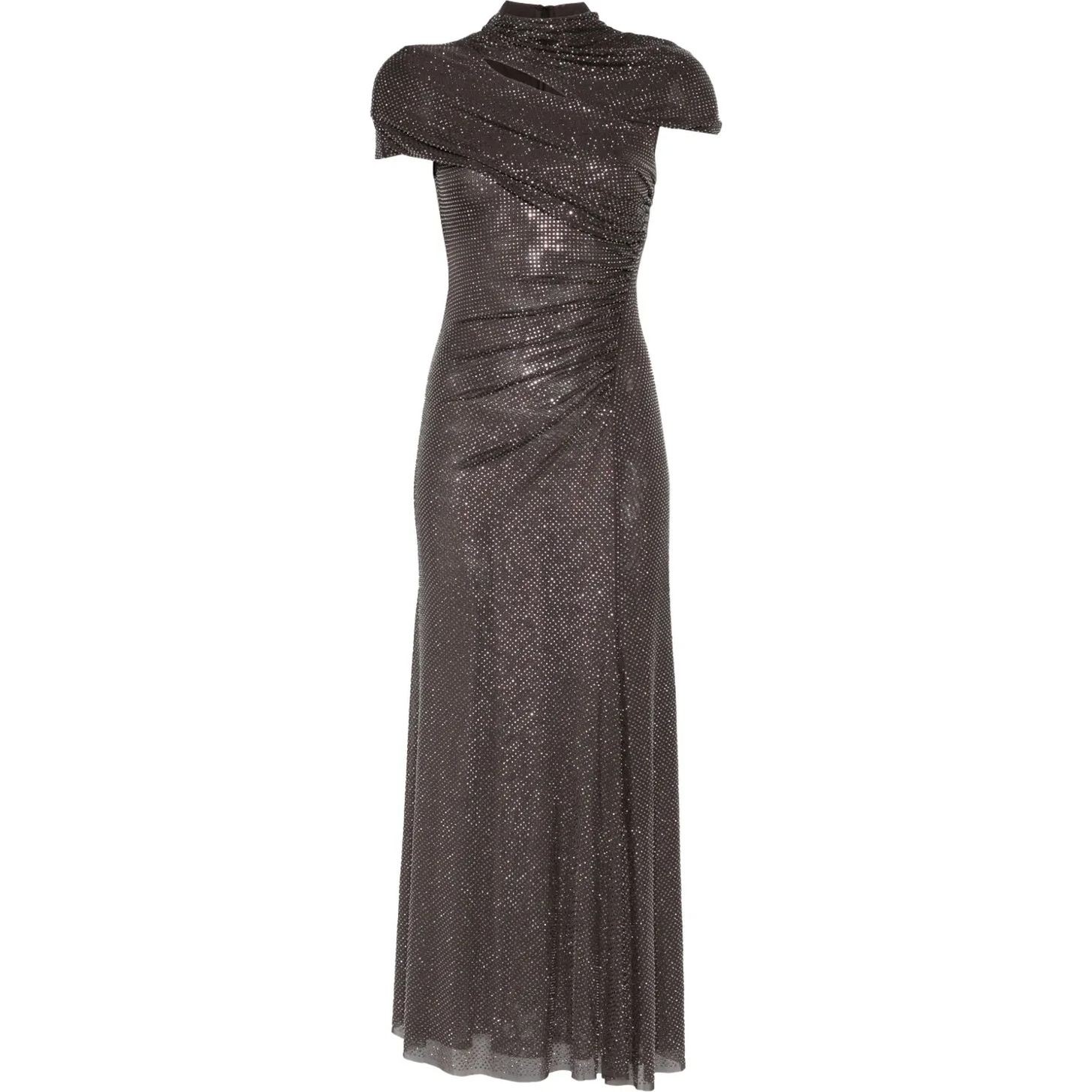 SELF PORTRAIT Midi suknelė moterims, Pilka, Rhinestone cut-out midi dress