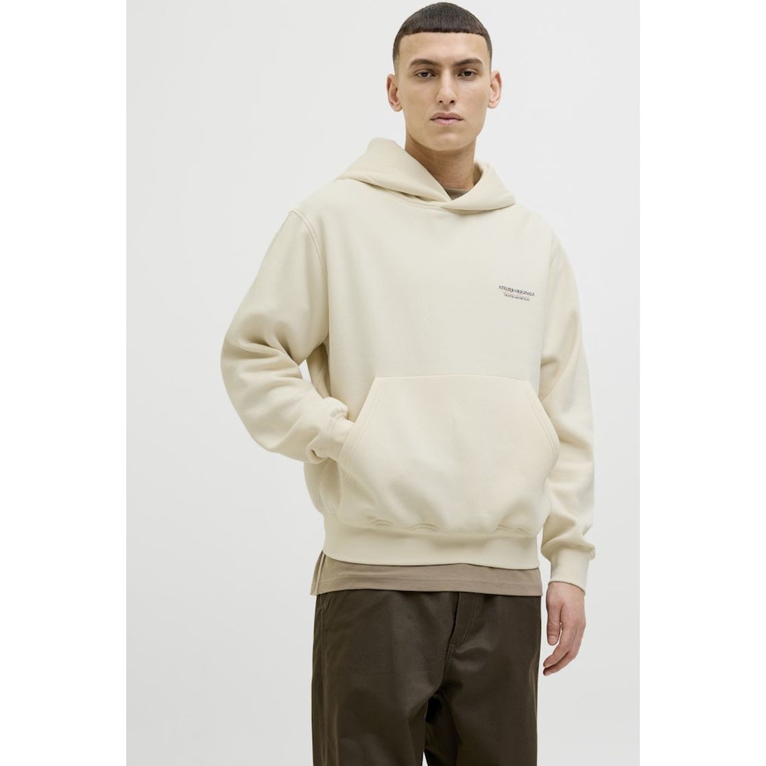 JACK & JONES Džemperis vyrams, Smėlio, Islington back sweat hood 3