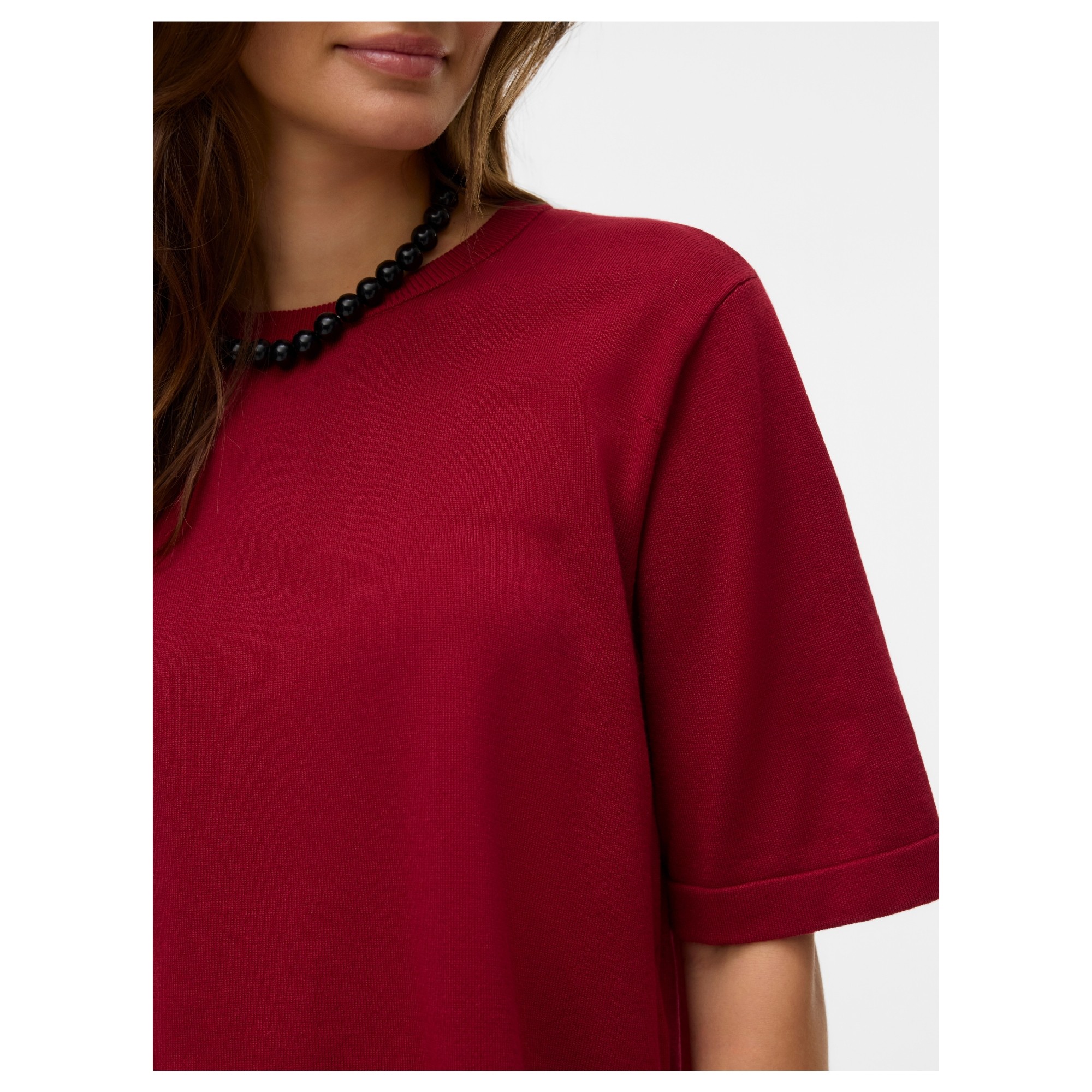 VERO MODA Megzta palaidinė moterims, Raudona, Silje oversize 5