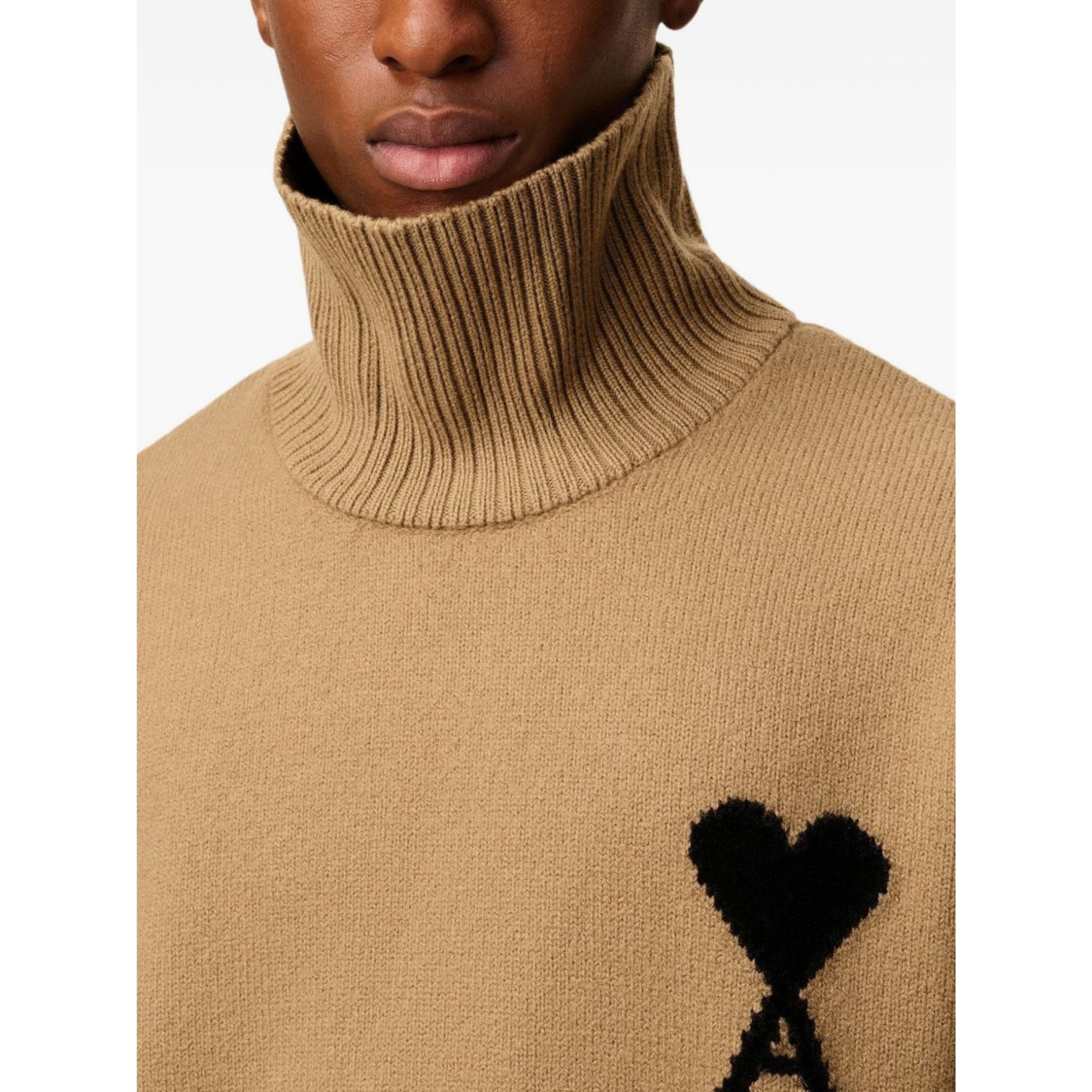 AMI PARIS Megztinis, Ruda, Funnel neck sweater 2