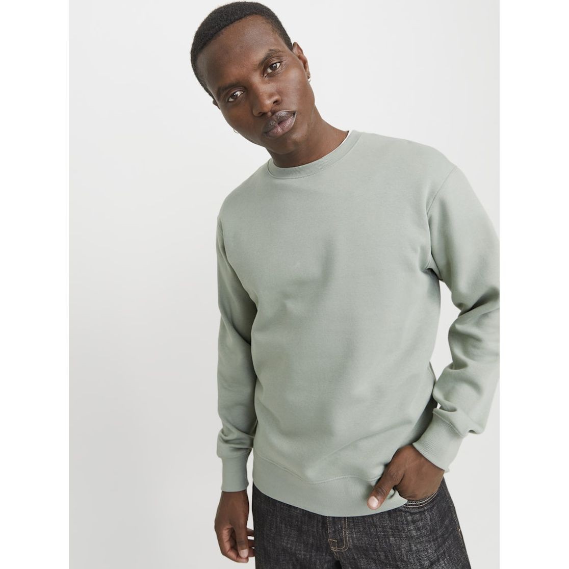 JACK & JONES Megztinis vyrams, Žalia, Star basic sweat 4