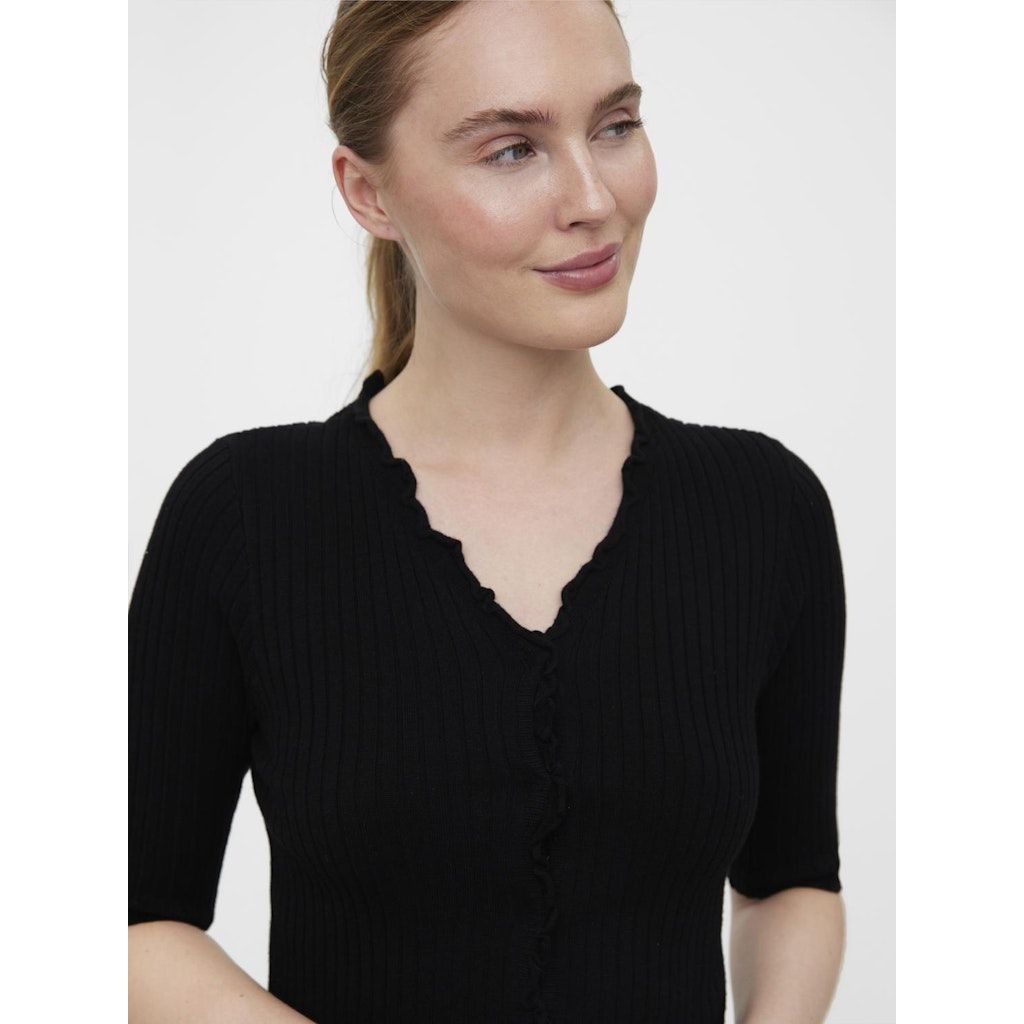 VERO MODA Kardiganas moterims, Juoda, VMELLY 2/4 FRILL CARD 3