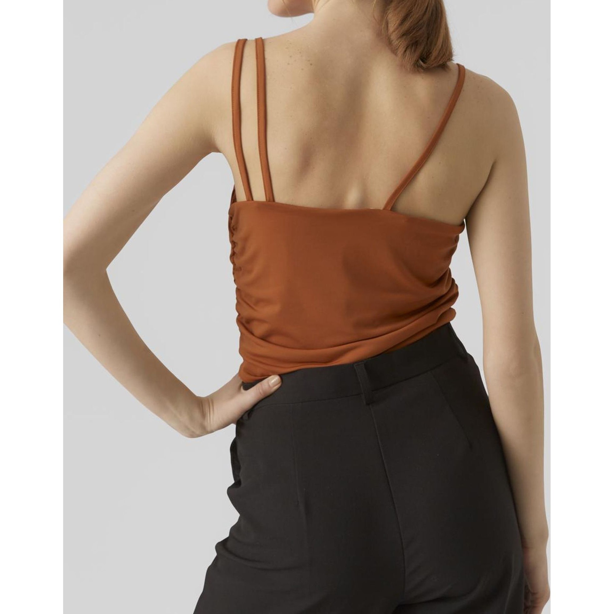 VERO MODA Palaidinės moterims, Ruda, VMEZRA ROUCHING SINGL 3