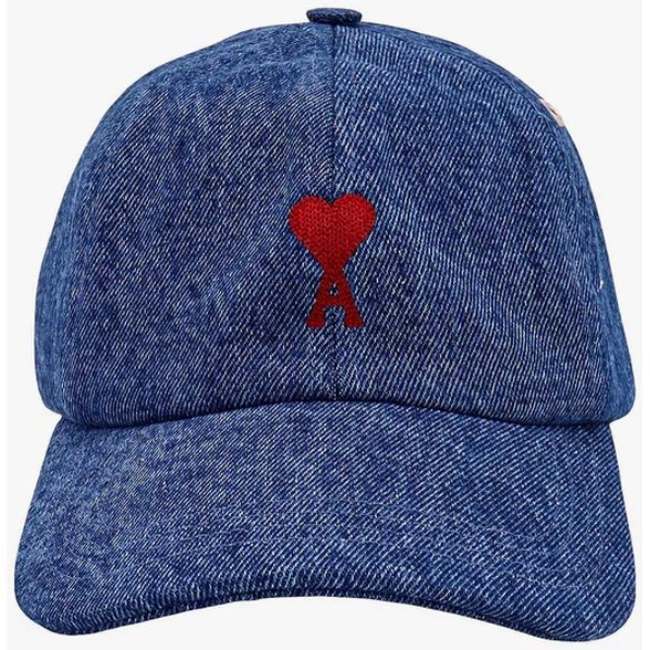 AMI PARIS Kepurė, Mėlyna, Red adc embroidery cap 1