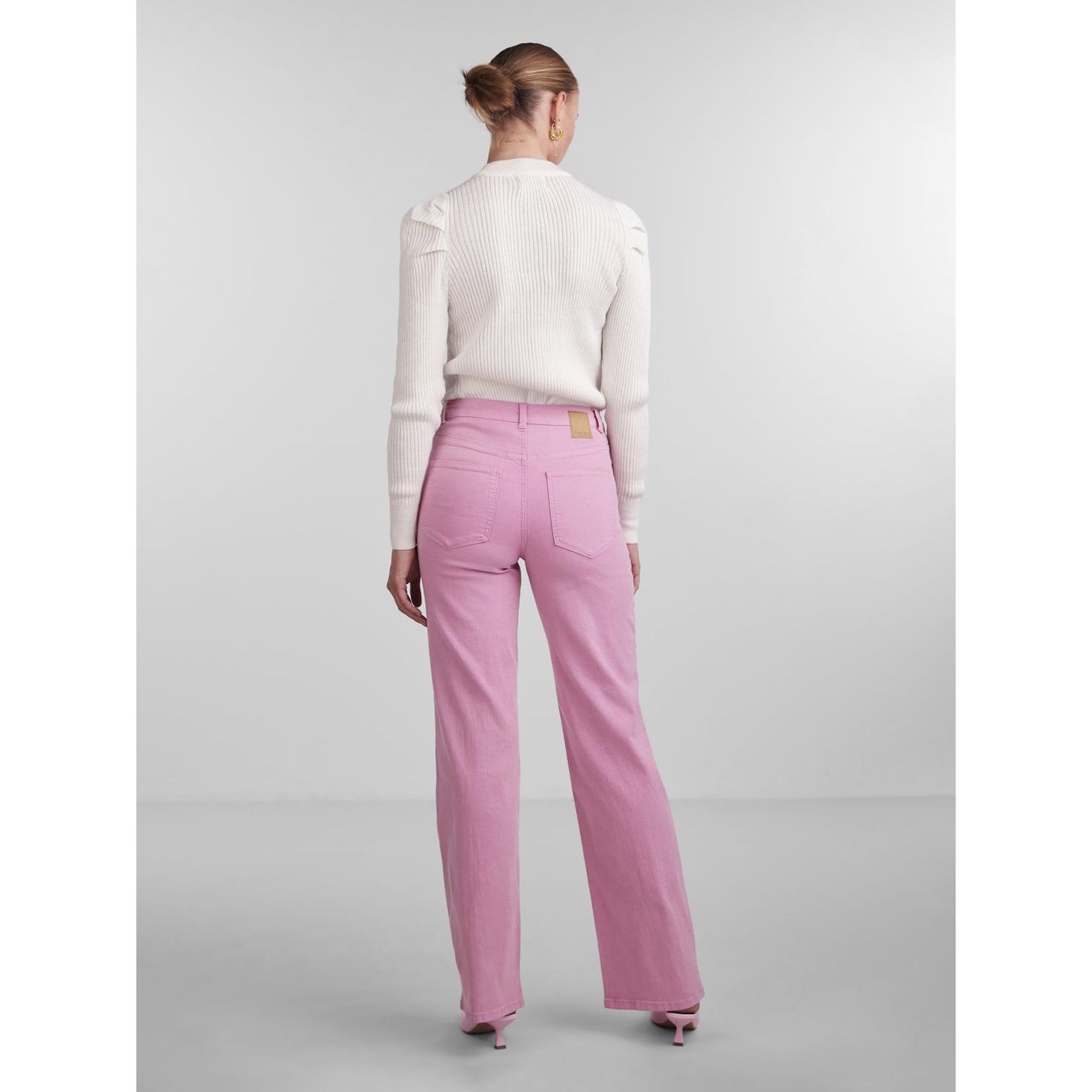 PIECES Tiesūs džinsai moterims, Rožinė, PCPEGGY HW WIDE PANT 4