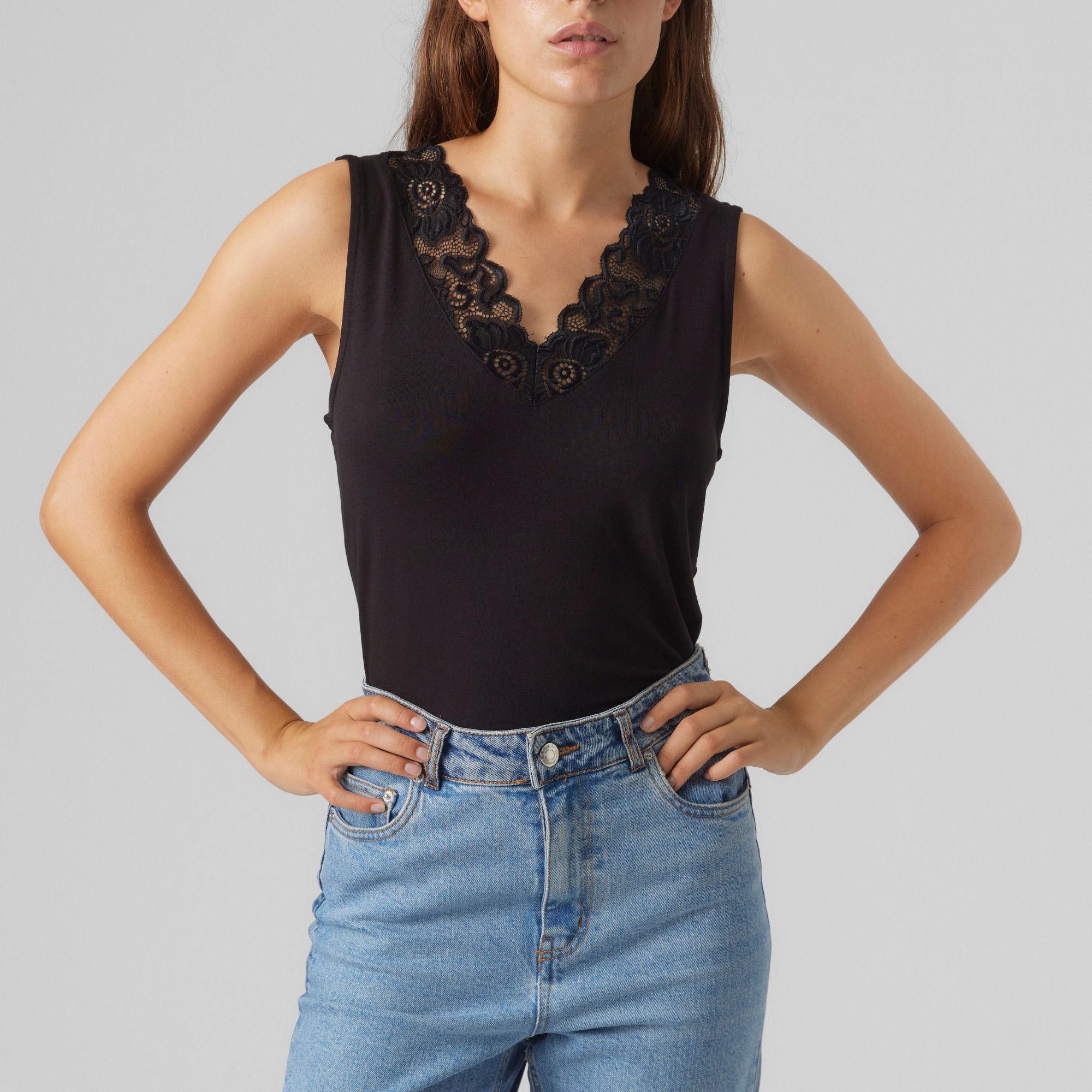 VERO MODA Marškiniai be rankovių moterims, Juoda, Rosa top 2