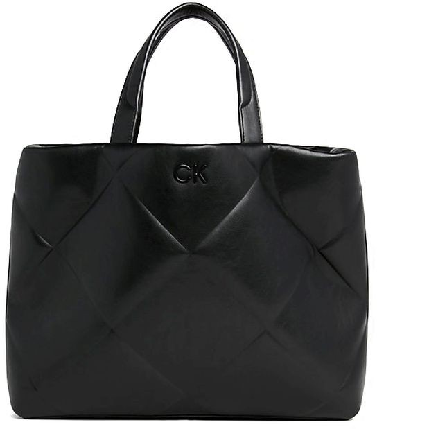 CALVIN KLEIN Pirkinių krepšys moterims, Juoda, Quilt large shopper tote bag 1