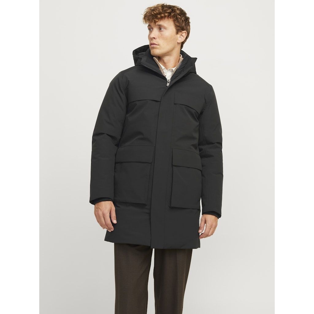 JACK & JONES Pūkinis paltas vyrams, Juoda, Wave parka 2