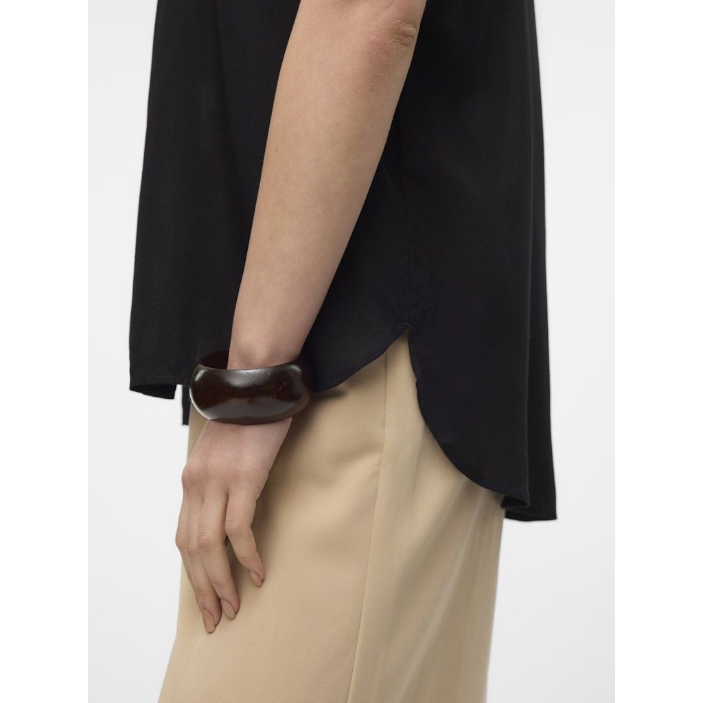 VERO MODA Marškiniai trump. rankovėmis moterims, Juoda, Bumpy shirs 5