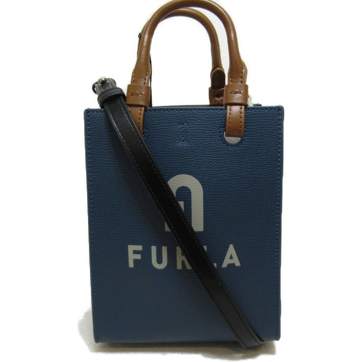 FURLA Pirkinių krepšys moterims, Mėlyna, Furla varsity style mini tote 1