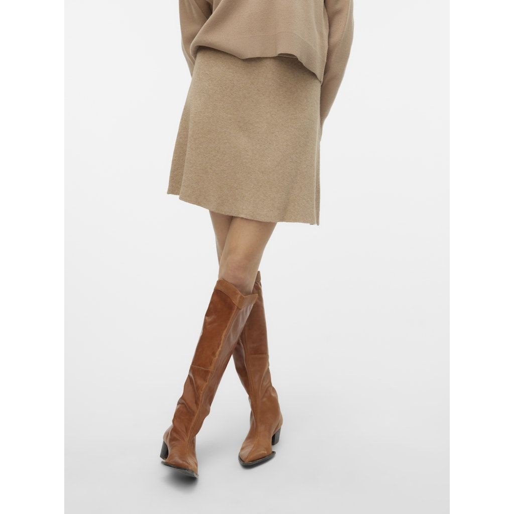 VERO MODA Mini sijonas moterims, Smėlio, Gold skater skirt 3