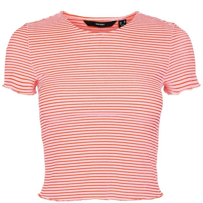 VERO MODA Striukė moterims, Rožinė, VMJILL SS CROP TOP JR
