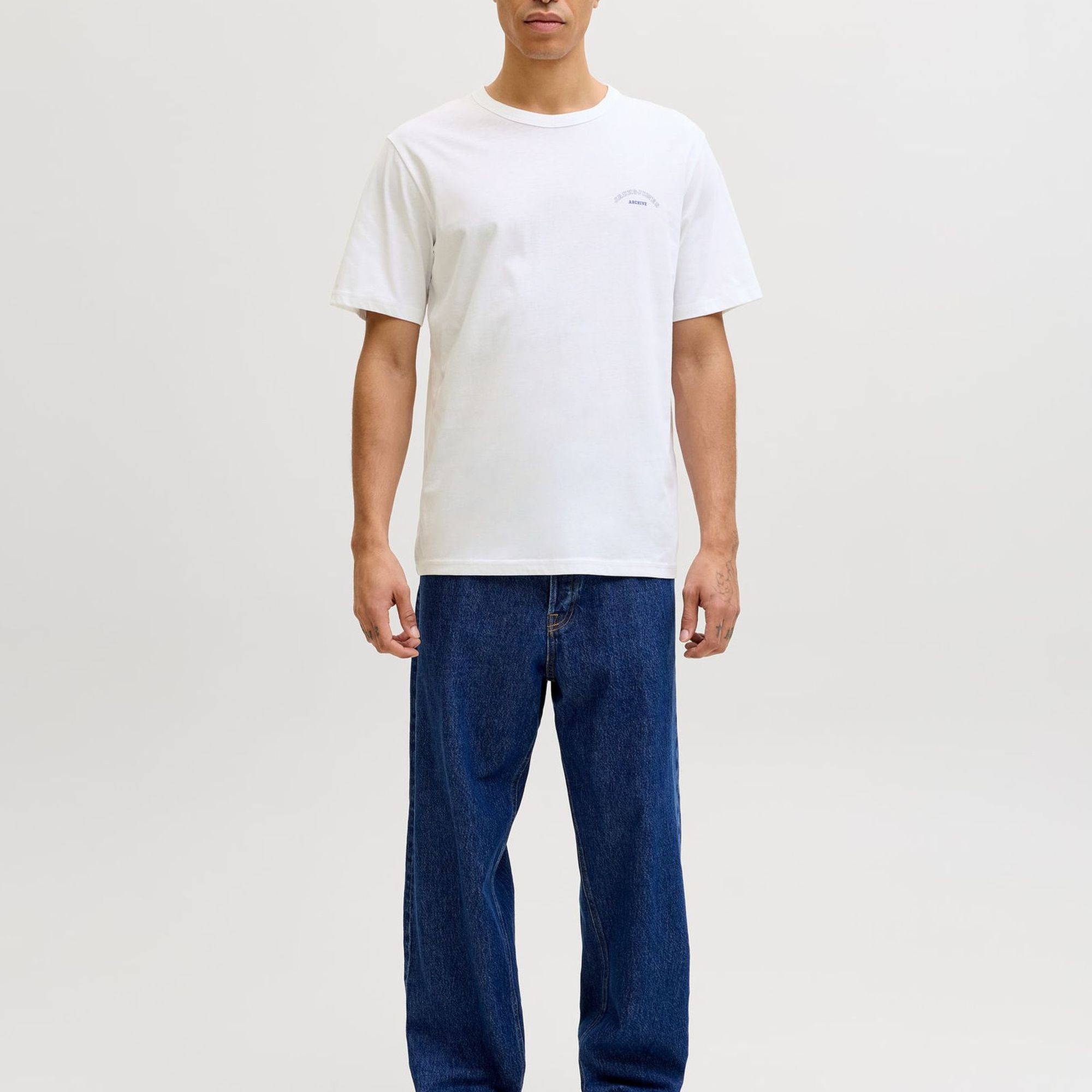 JACK & JONES Marškinėliai vyrams, Balta, College logo ss 4