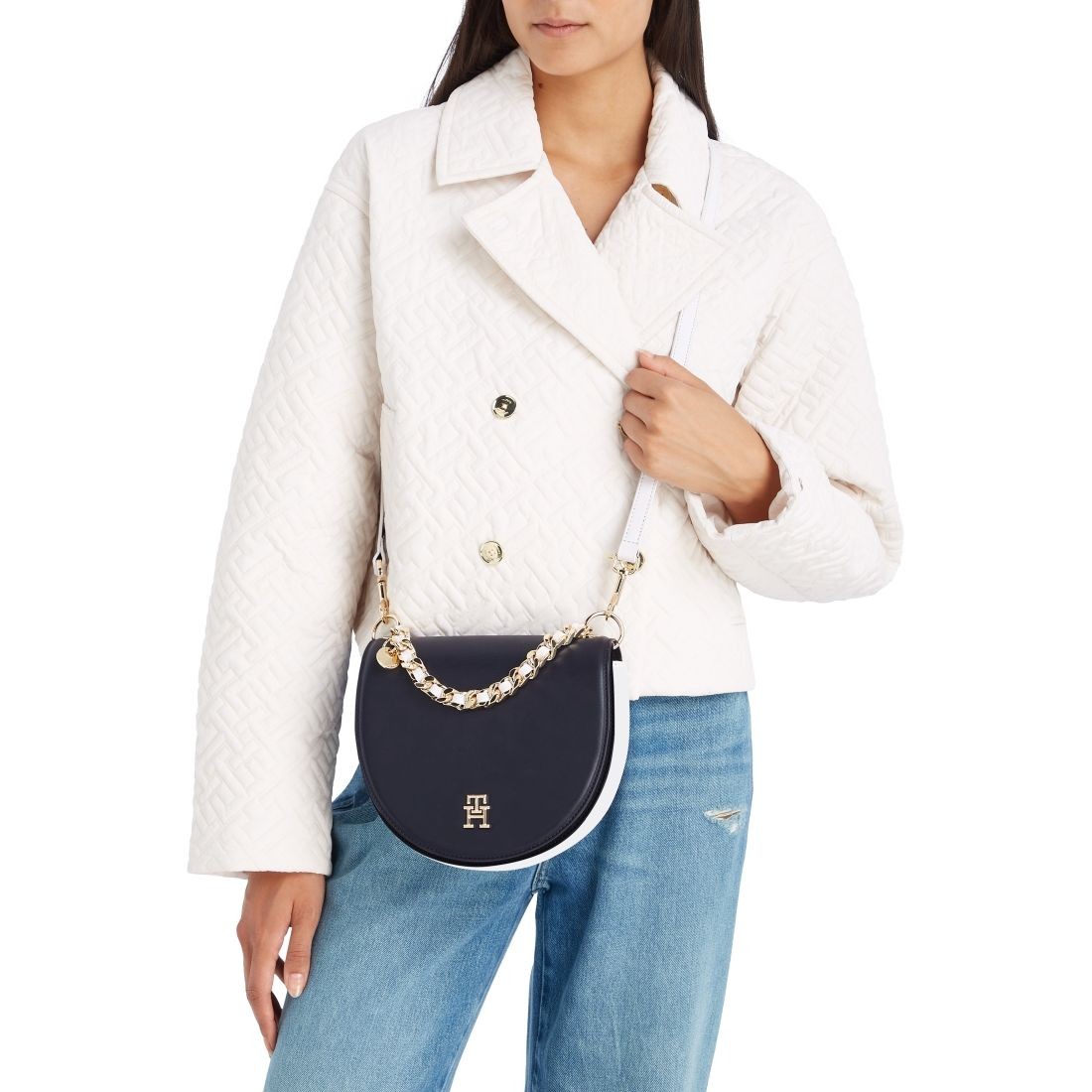 TOMMY HILFIGER Rankinė per petį moterims, Mėlyna, Chic saddle bag 3