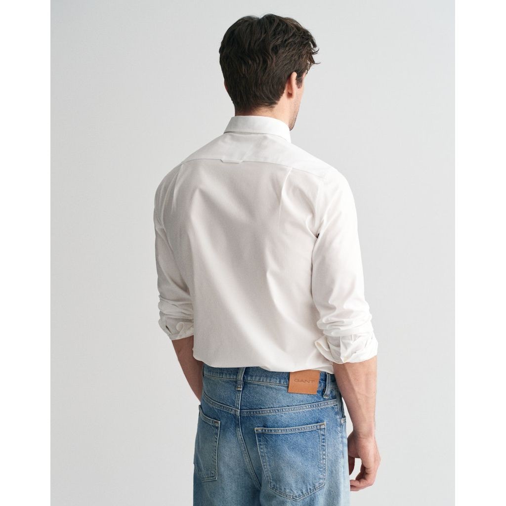 GANT Marškiniai ilgomis rankovėmis vyrams, Balta, Slim stretch poplin shirt 3