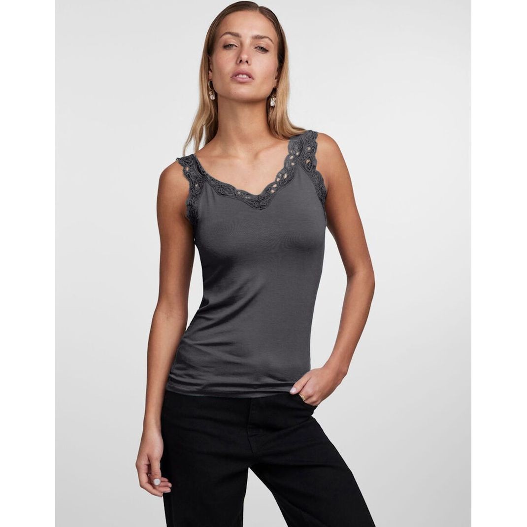 PIECES Marškiniai be rankovių moterims, Pilka, Barbera lace top 3