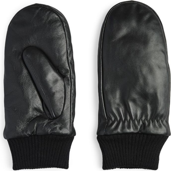PIECES Kumštinės pirštinės moterims, Juoda, Nellie leather mittens 1